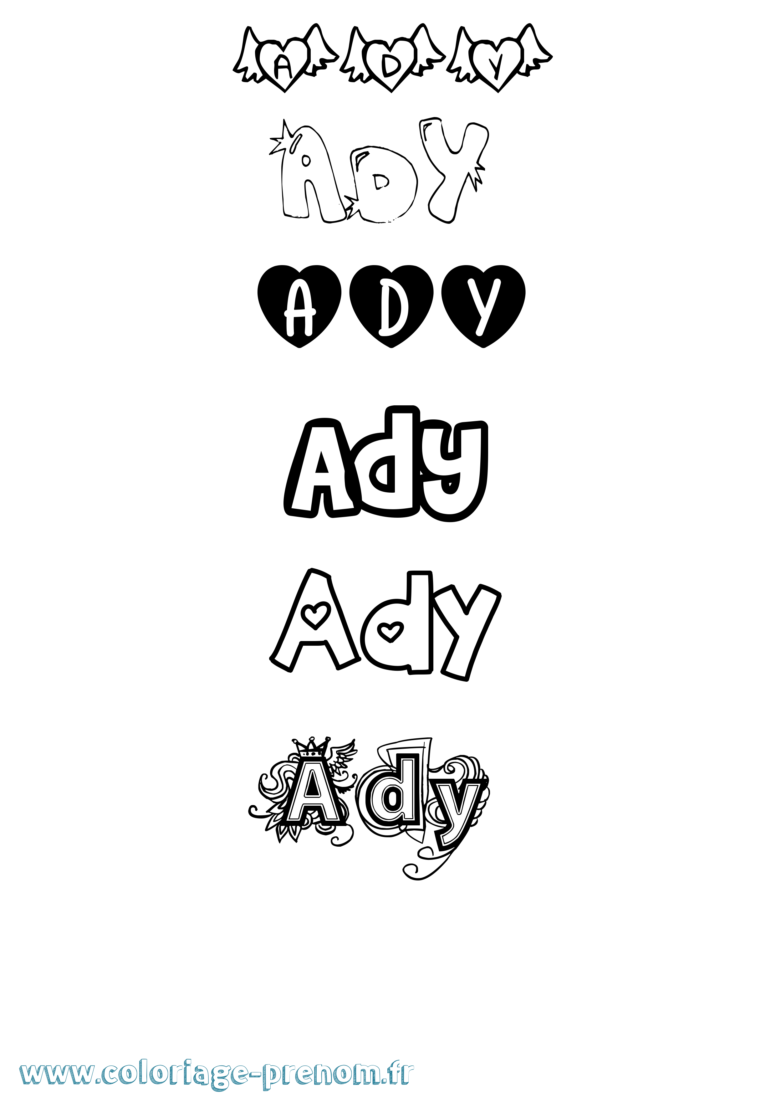 Coloriage prénom Ady Girly