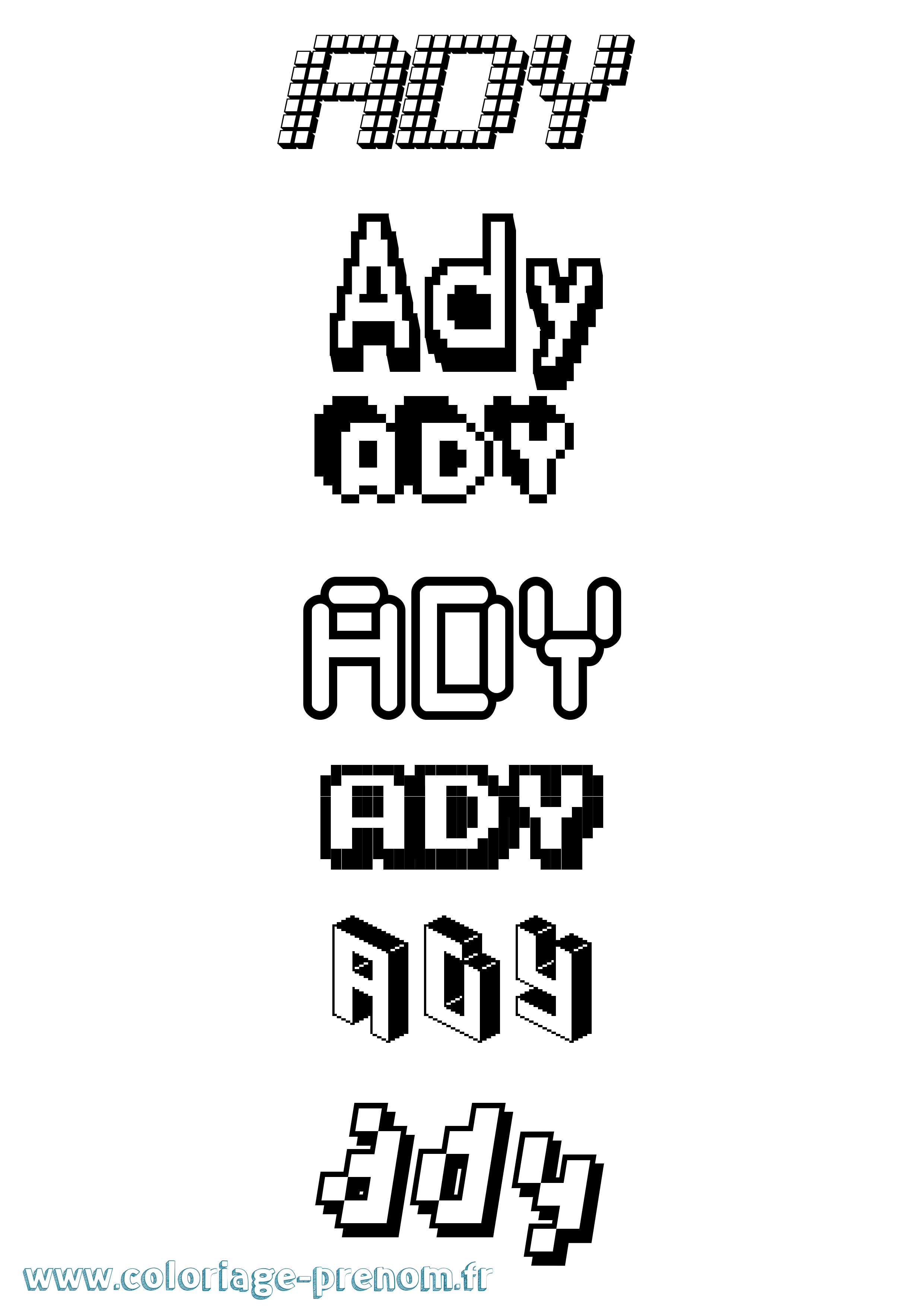 Coloriage prénom Ady Pixel