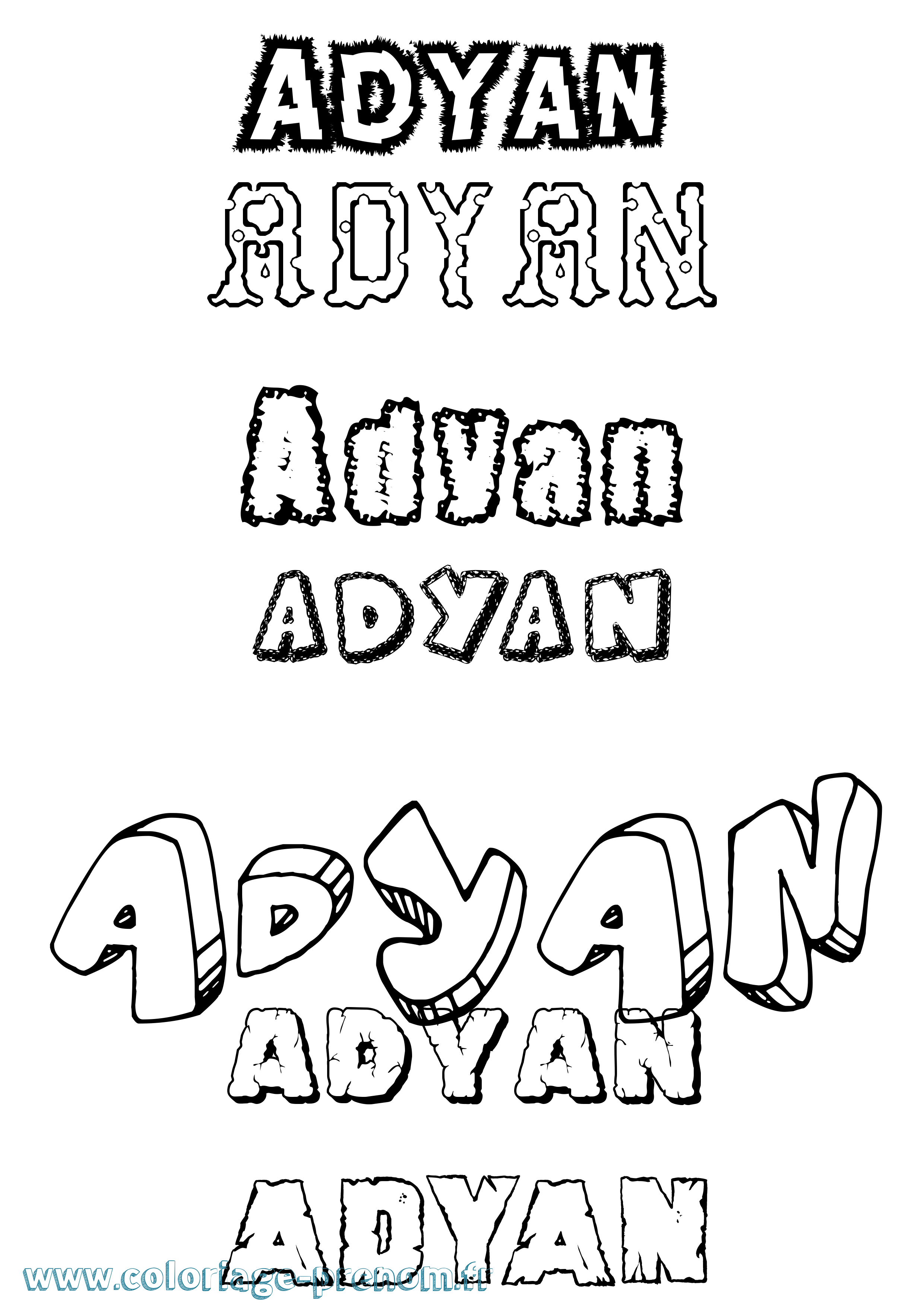 Coloriage prénom Adyan Destructuré