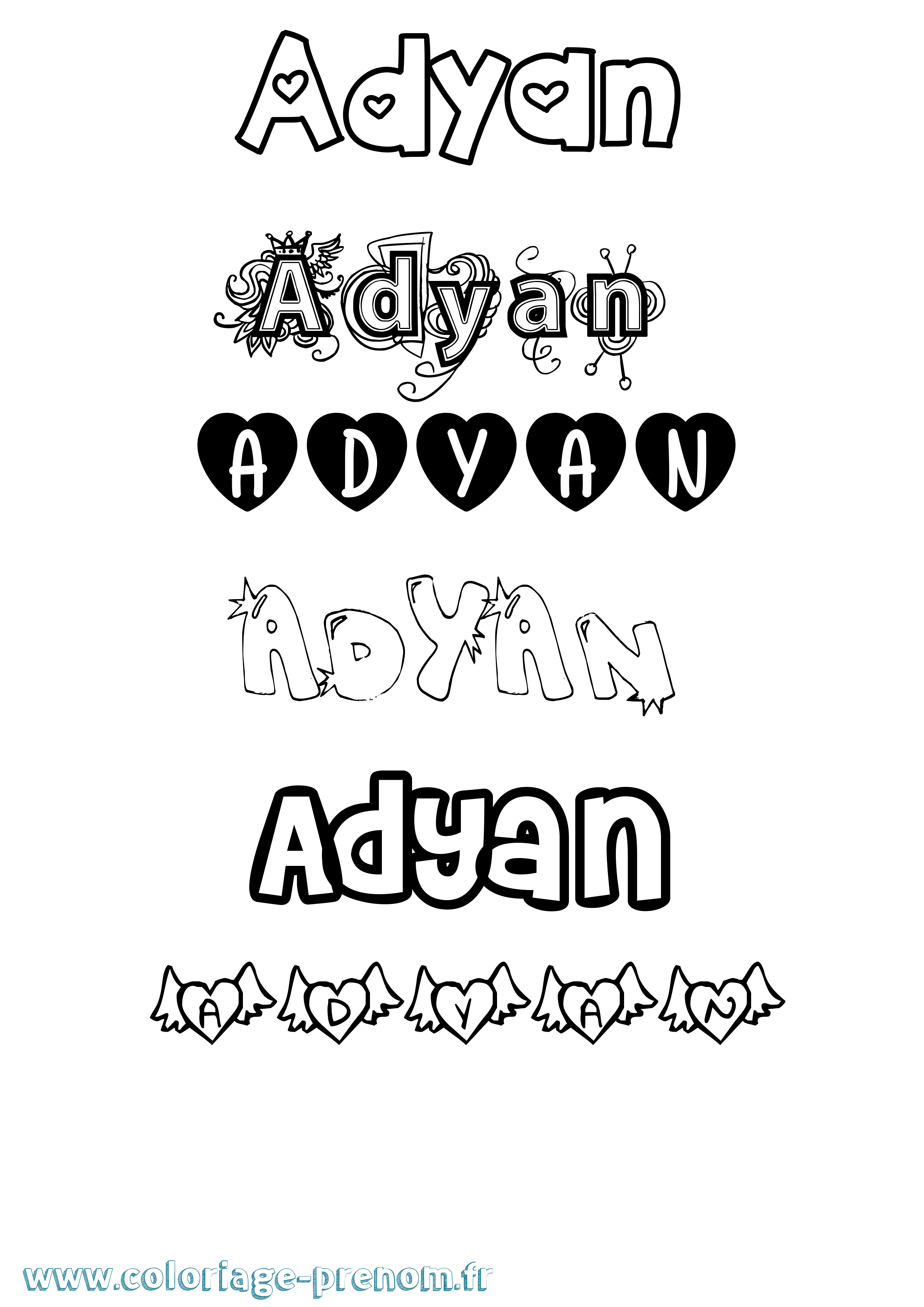 Coloriage prénom Adyan Girly