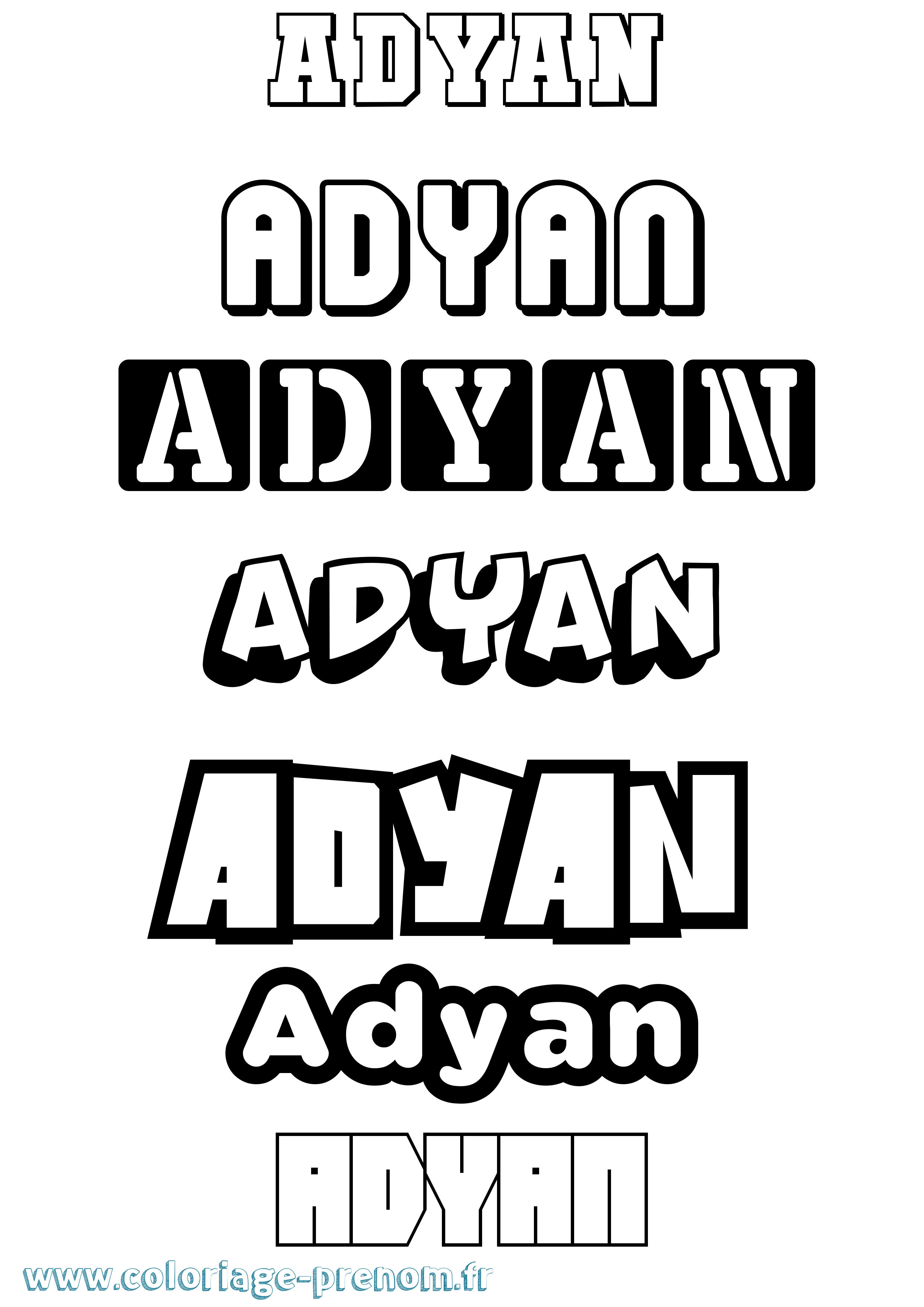 Coloriage prénom Adyan Simple