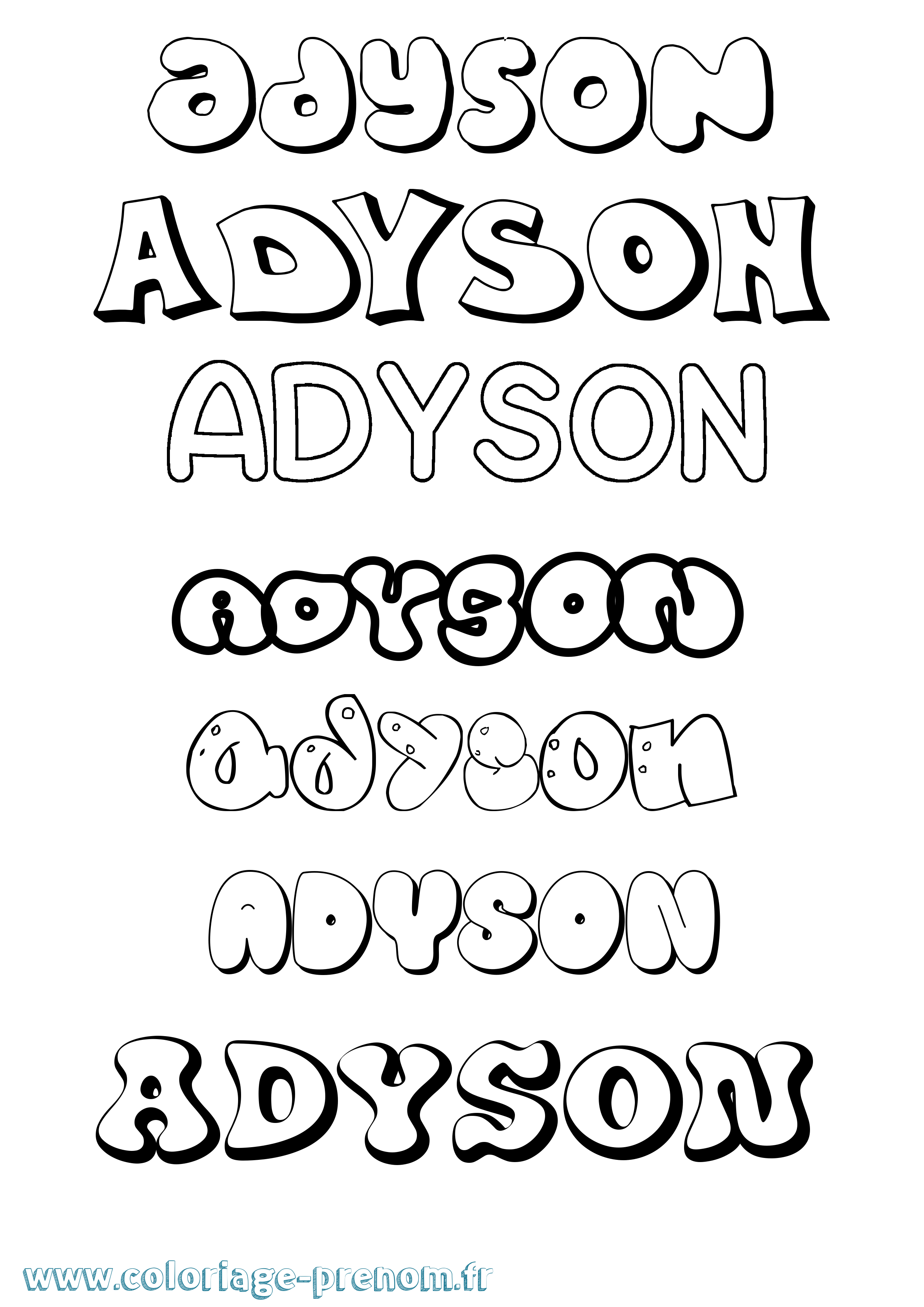 Coloriage Adyson Bubble Coloriage prénom Adyson Bubble