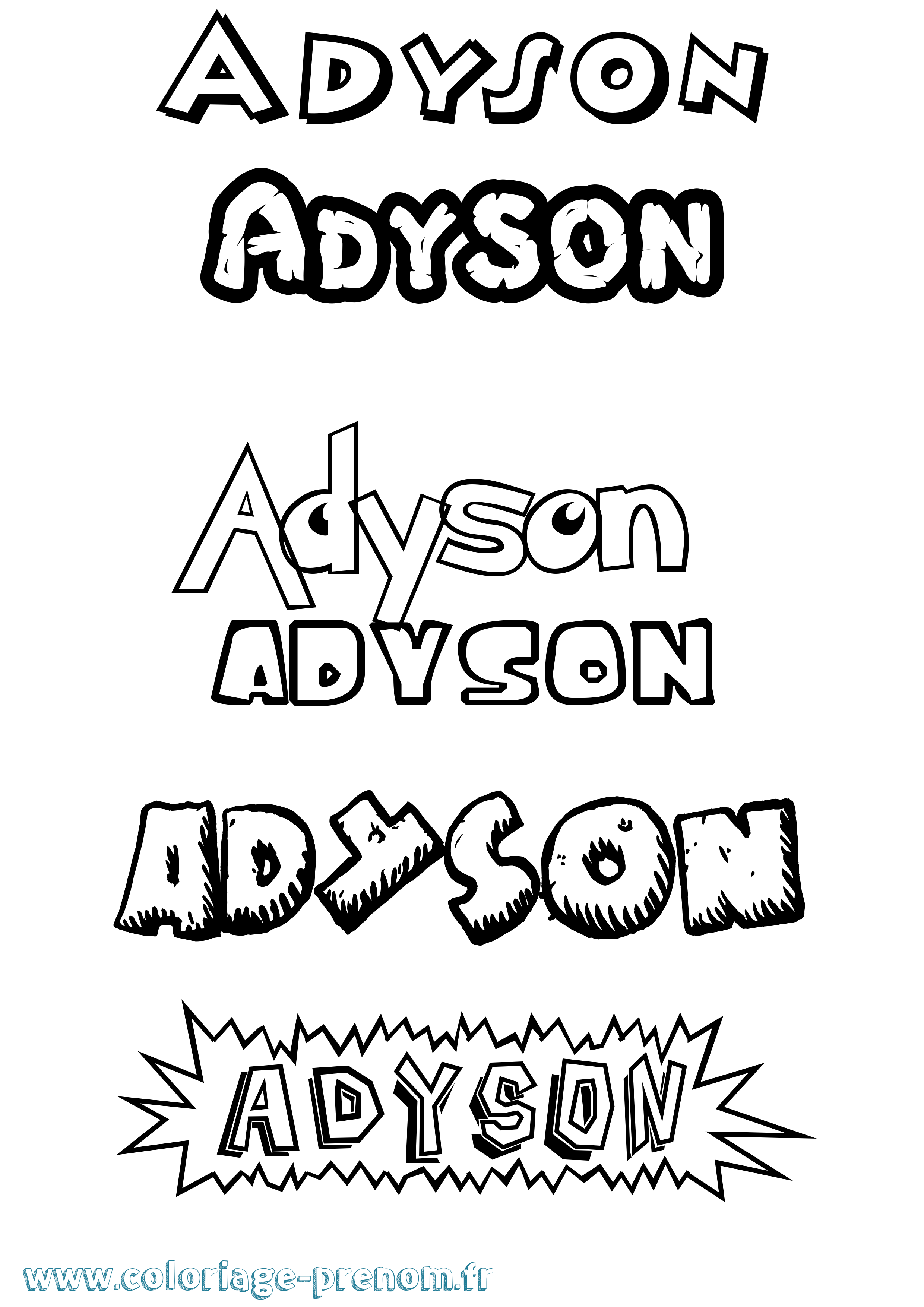 Coloriage Adyson Dessin Animé Coloriage prénom Adyson Dessin Animé