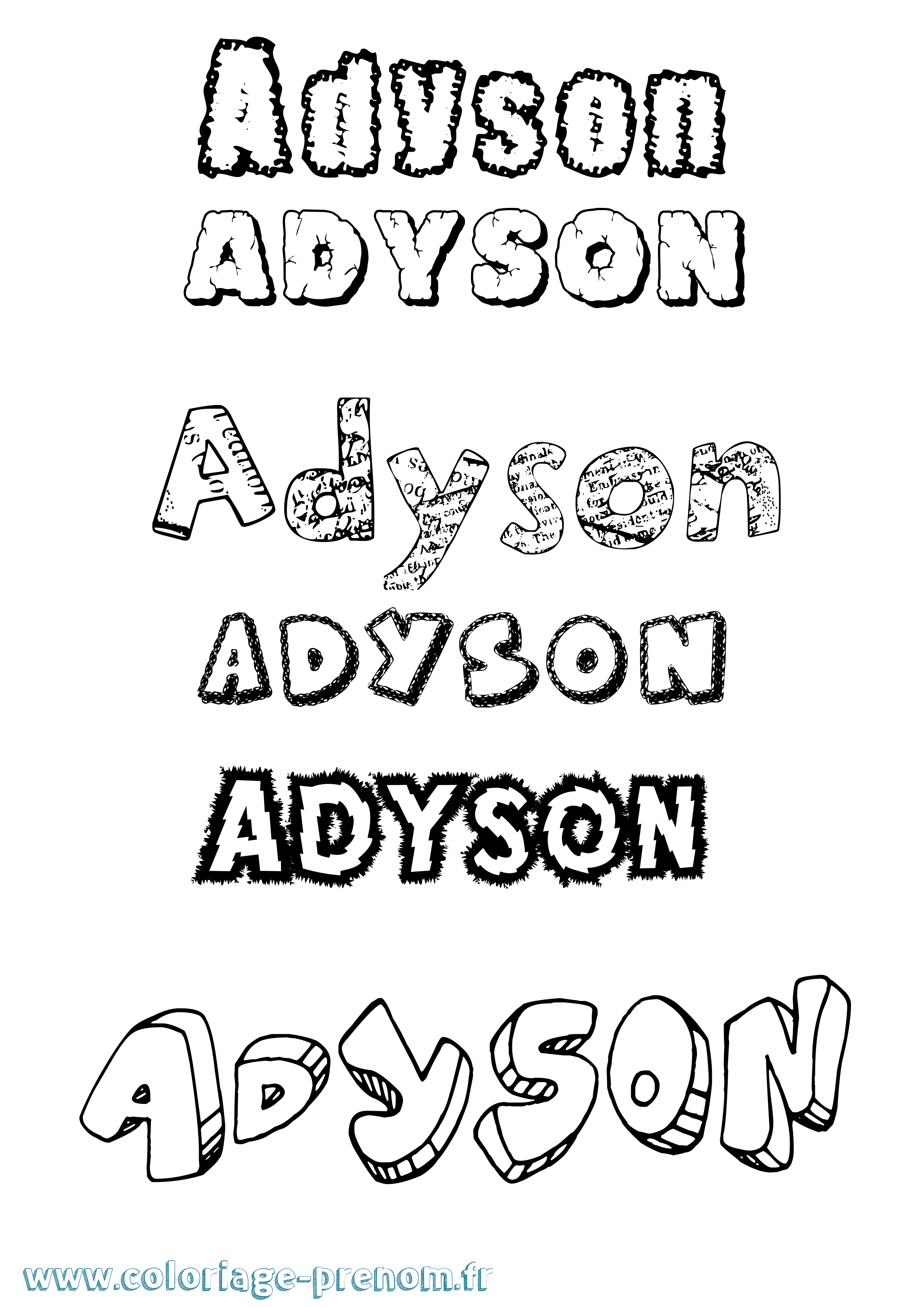 Coloriage Adyson Destructuré Coloriage prénom Adyson Destructuré