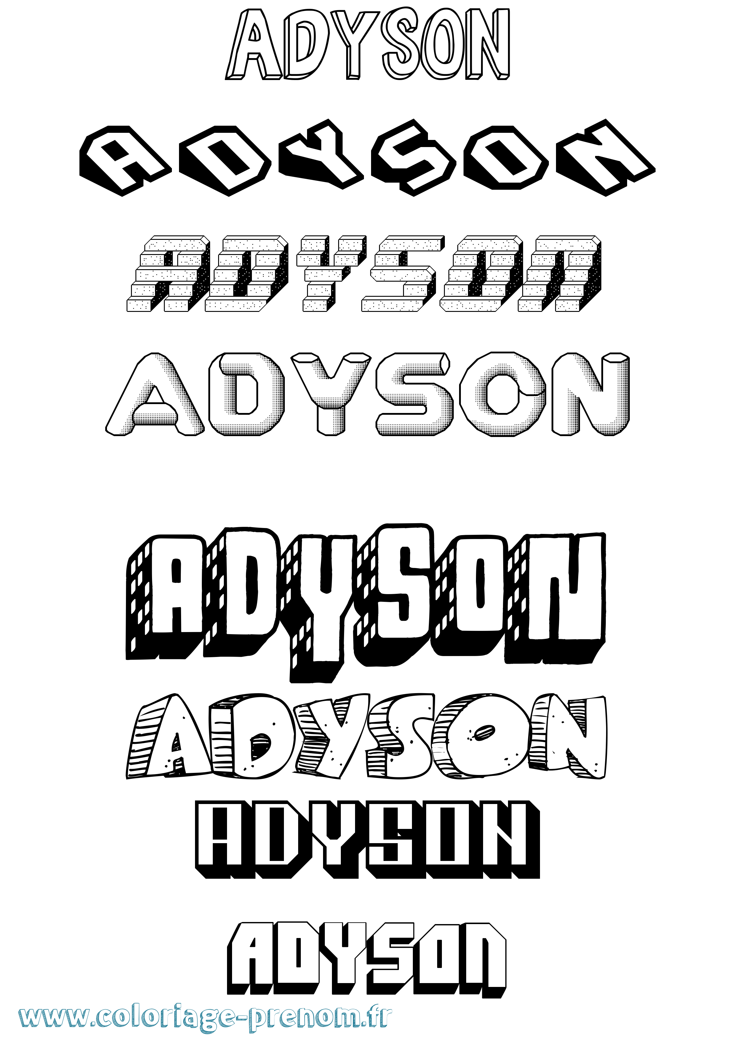 Coloriage Adyson Effet 3D Coloriage prénom Adyson Effet 3D