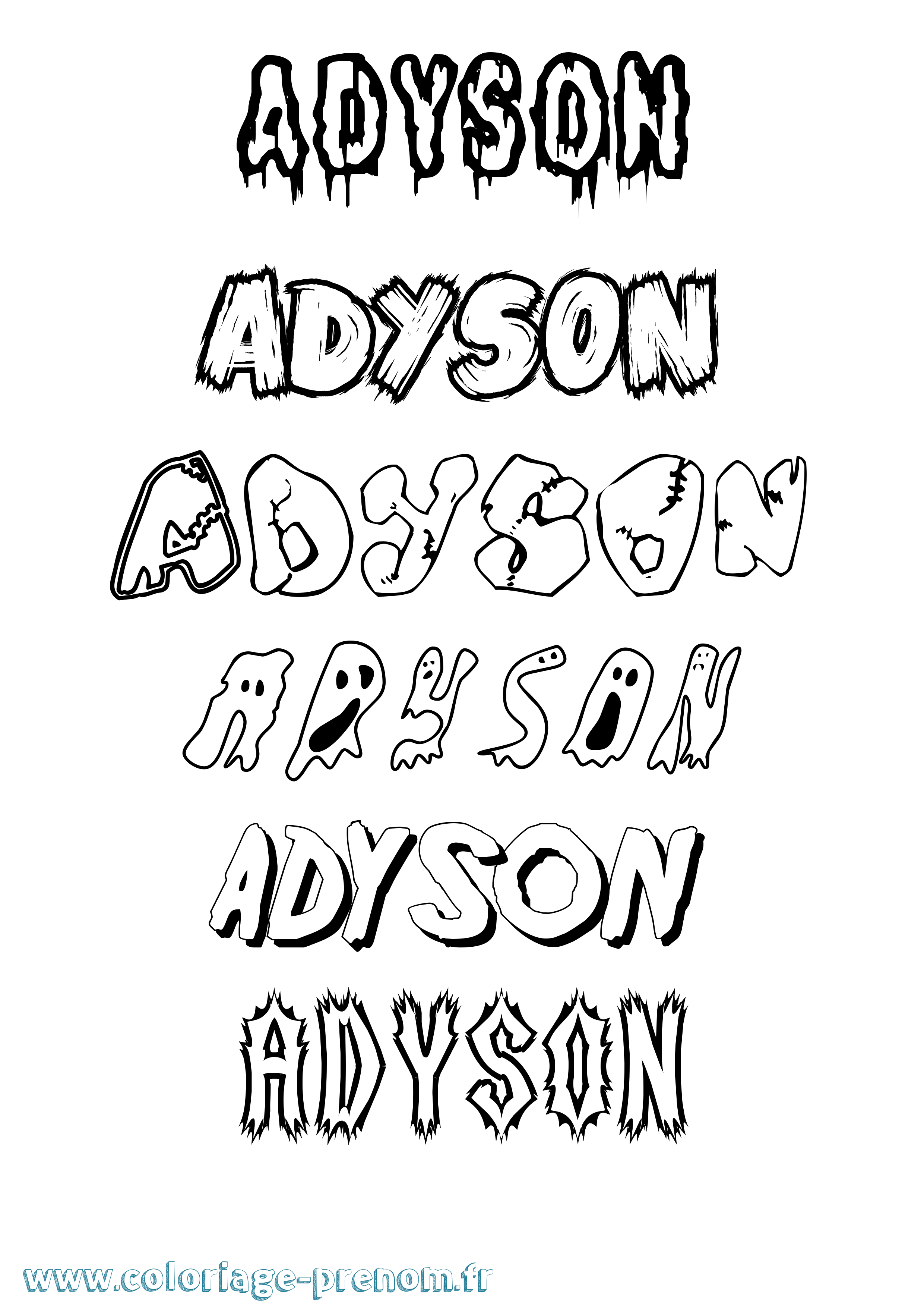 Coloriage Adyson Frisson Coloriage prénom Adyson Frisson