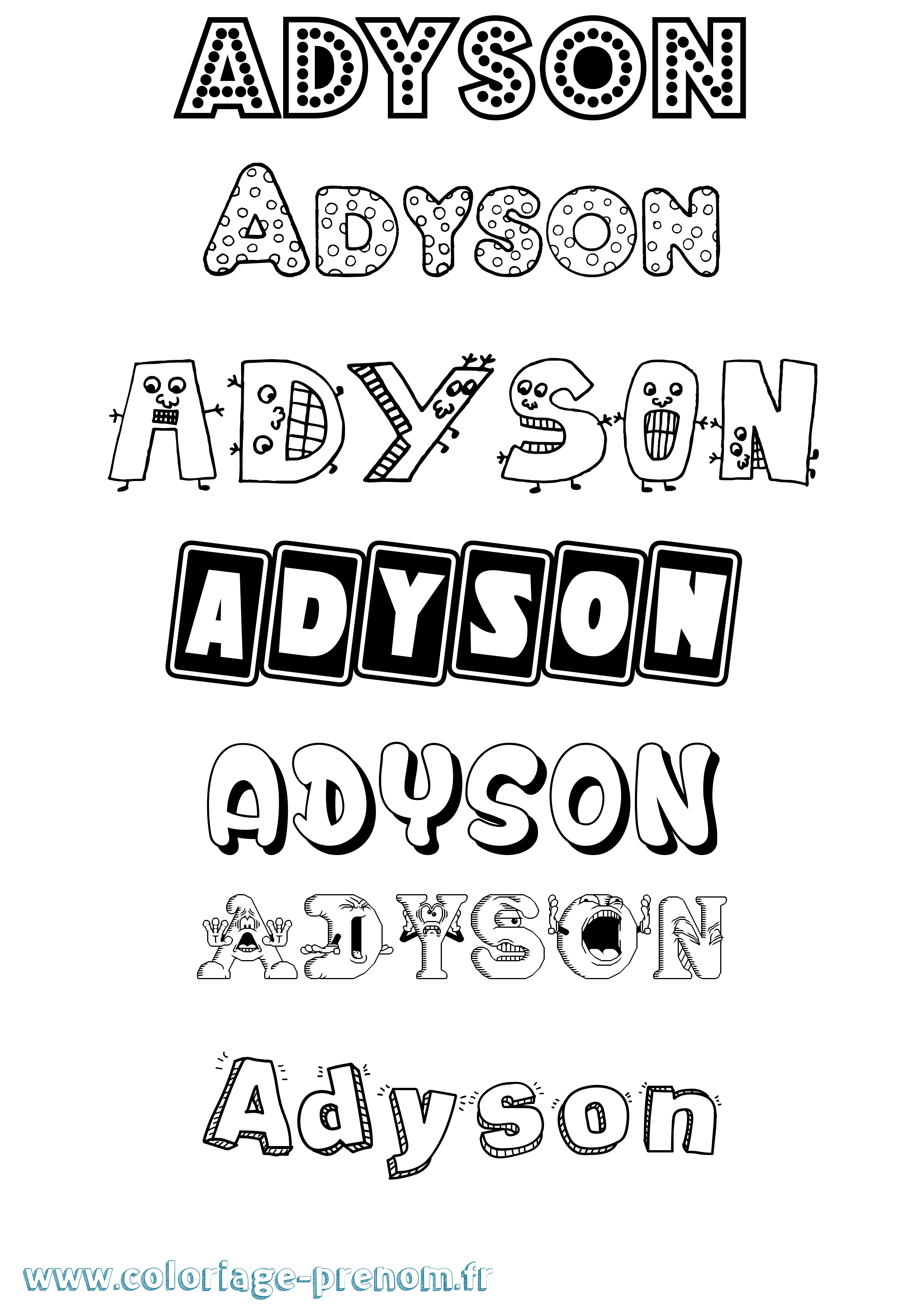 Coloriage Adyson Fun Coloriage prénom Adyson Fun