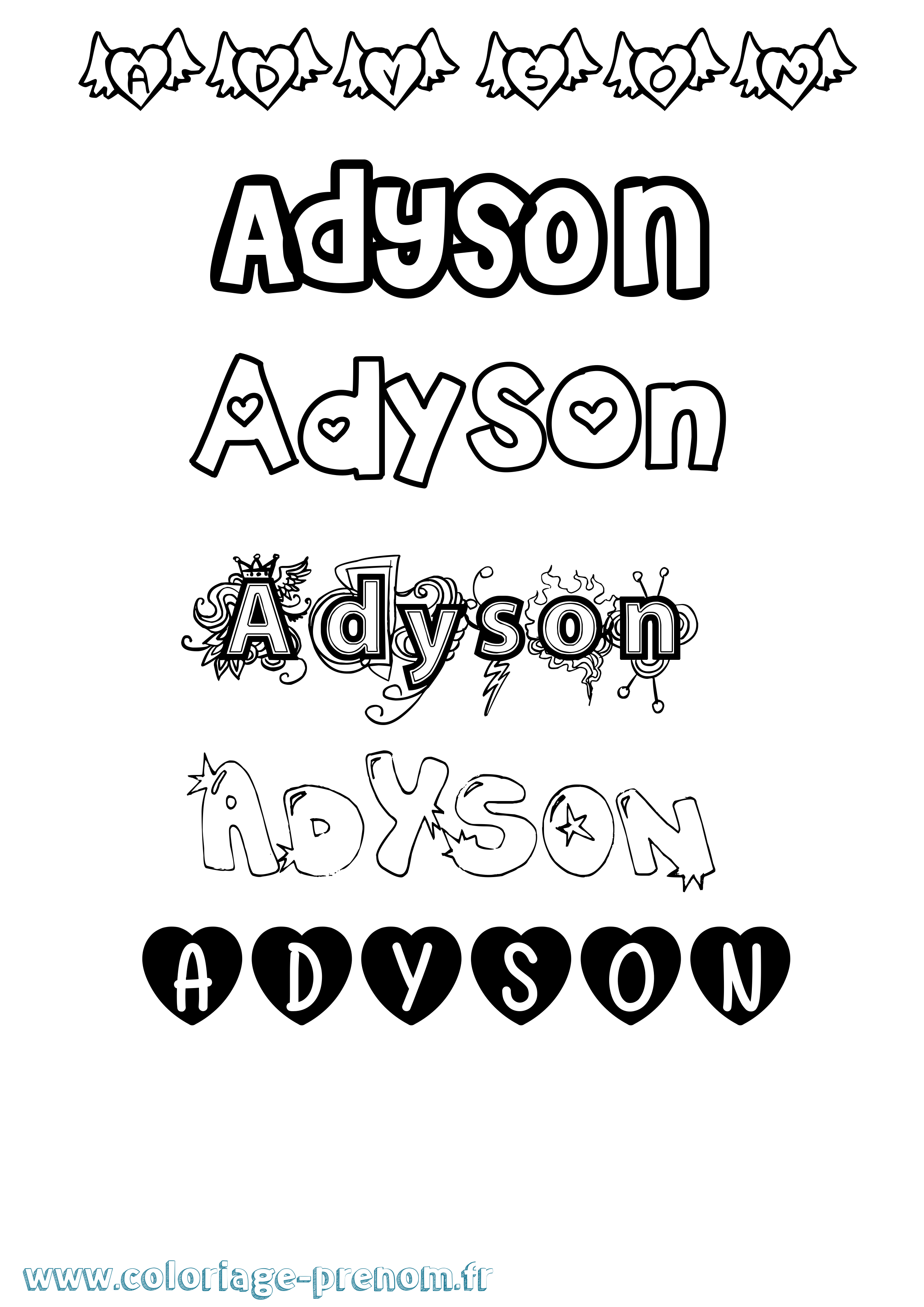 Coloriage Adyson Girly Coloriage prénom Adyson Girly