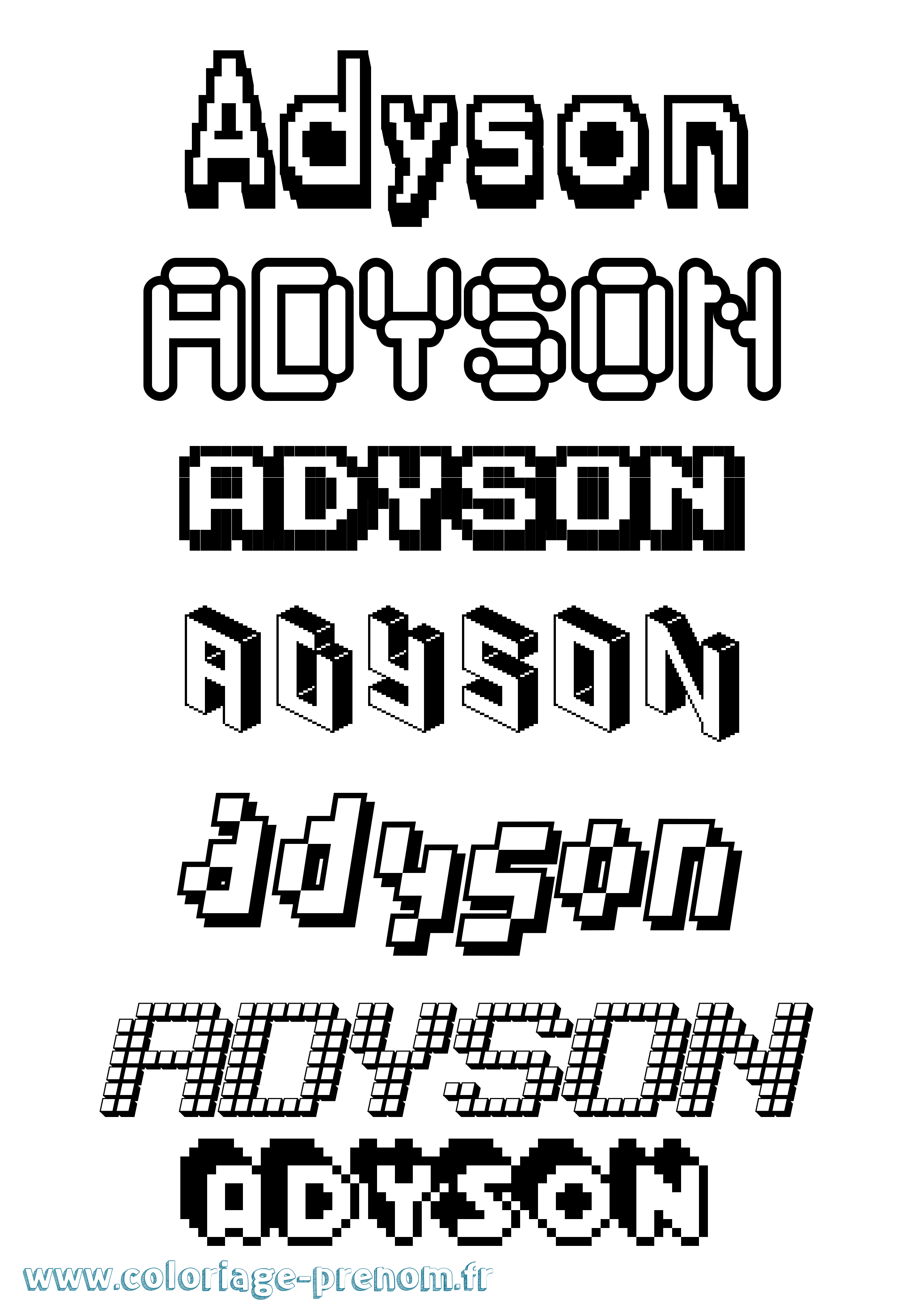 Coloriage Adyson Pixel Coloriage prénom Adyson Pixel