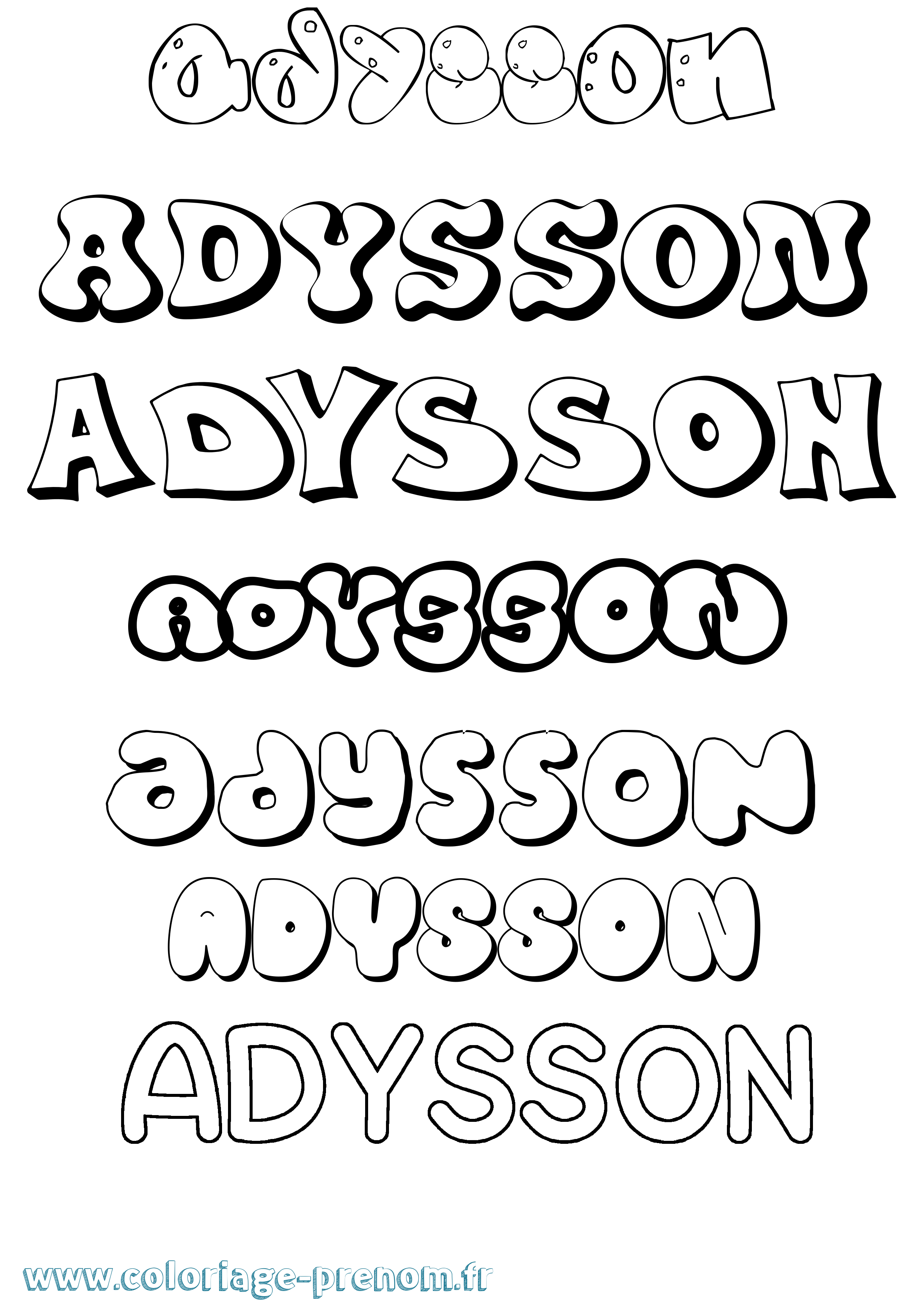 Coloriage prénom Adysson Bubble