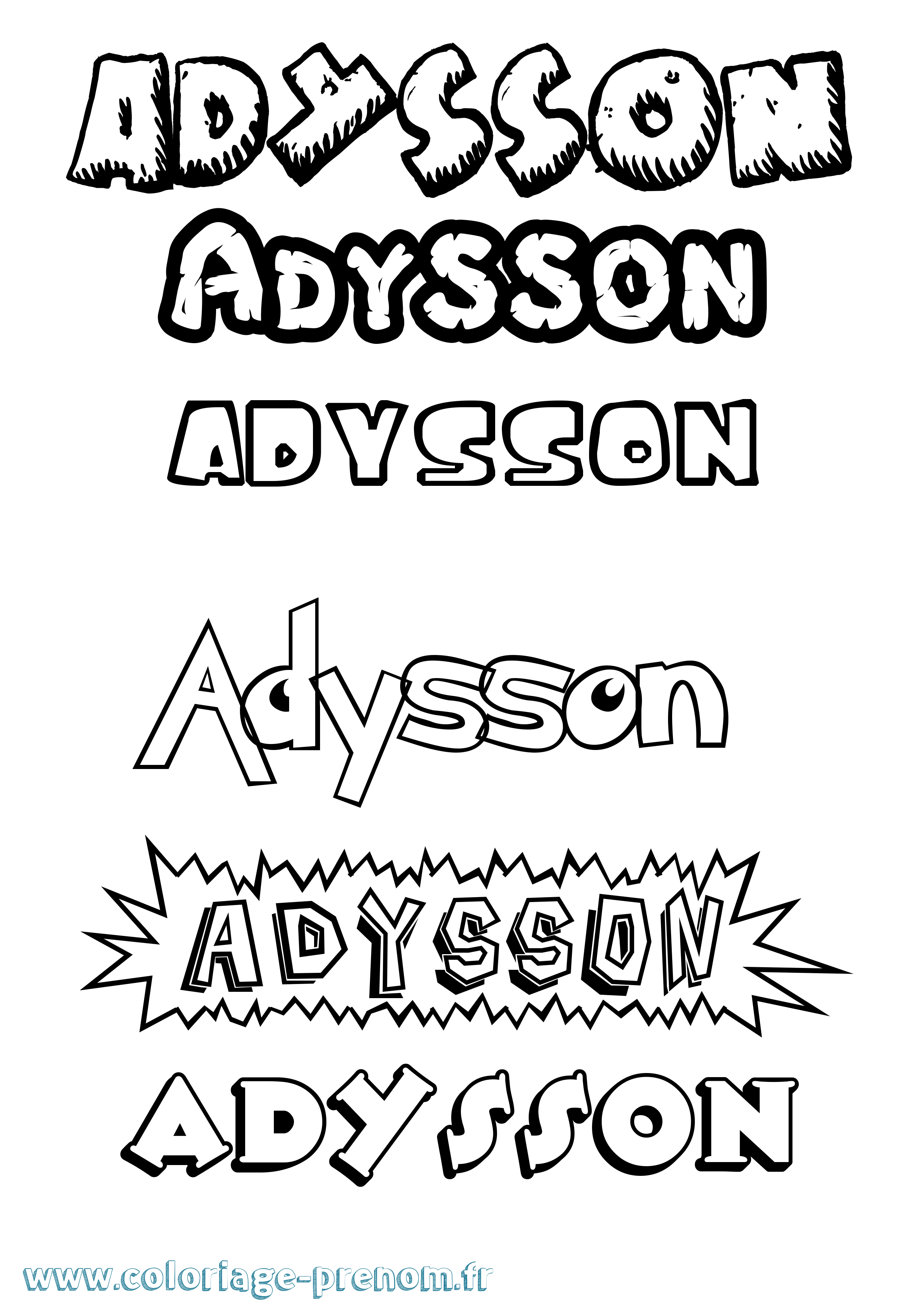 Coloriage prénom Adysson Dessin Animé