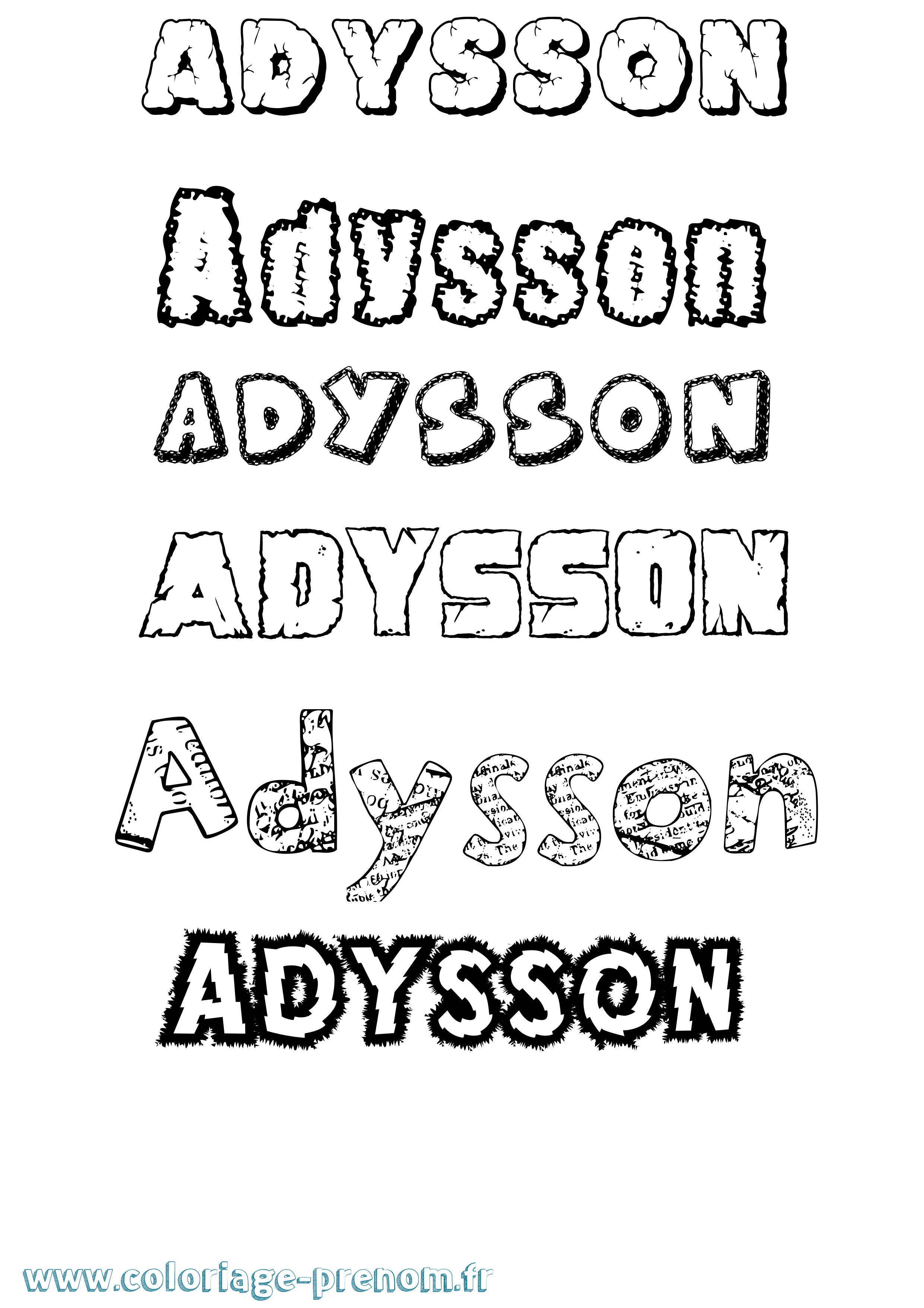Coloriage prénom Adysson Destructuré