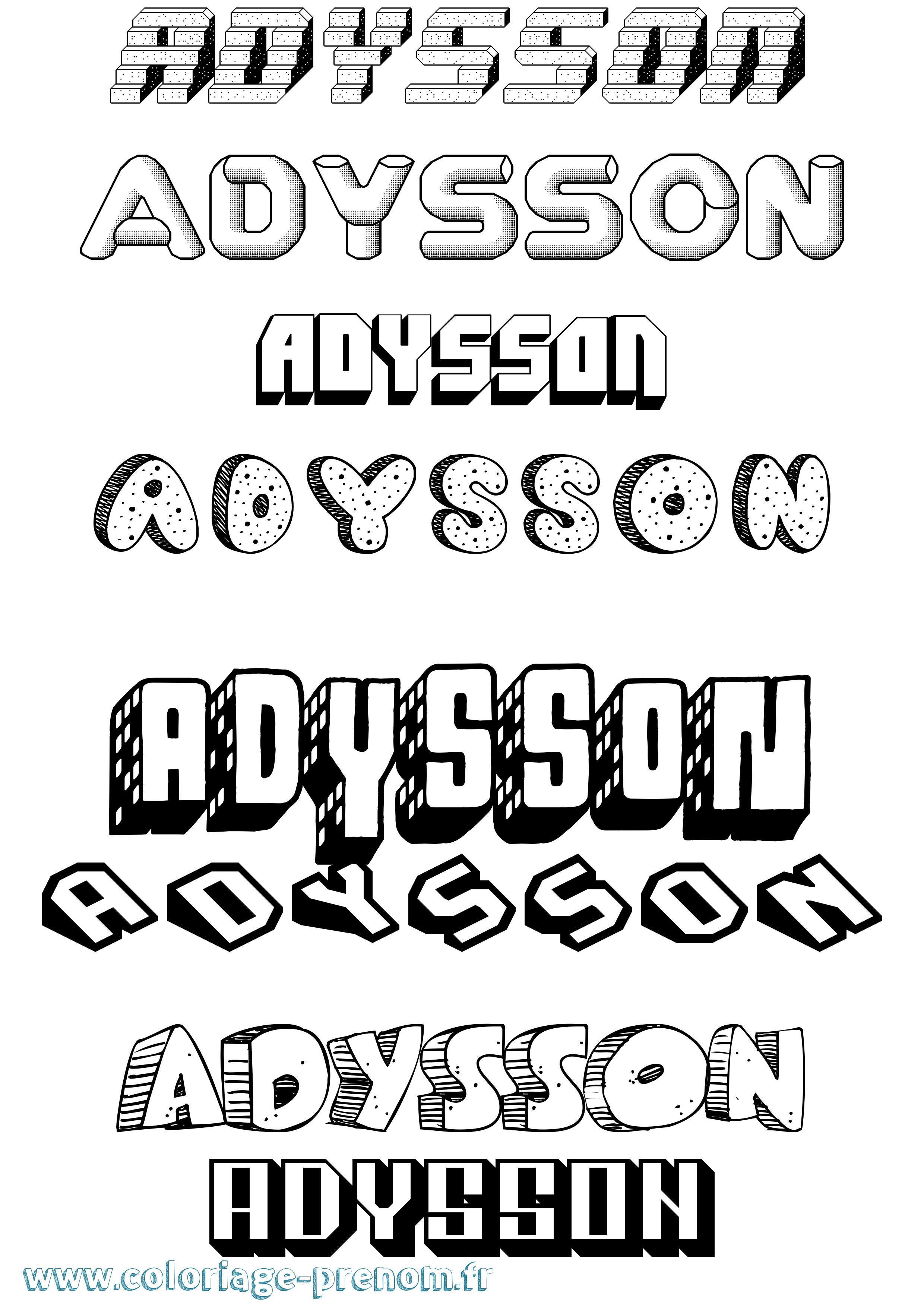 Coloriage prénom Adysson Effet 3D