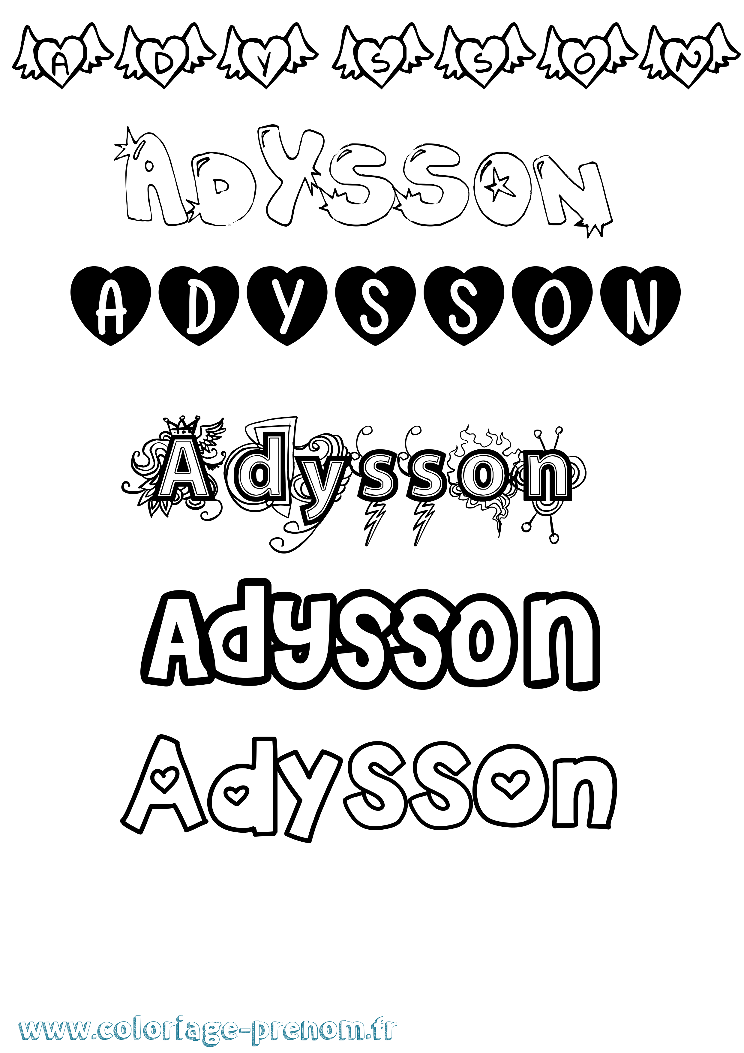 Coloriage prénom Adysson Girly