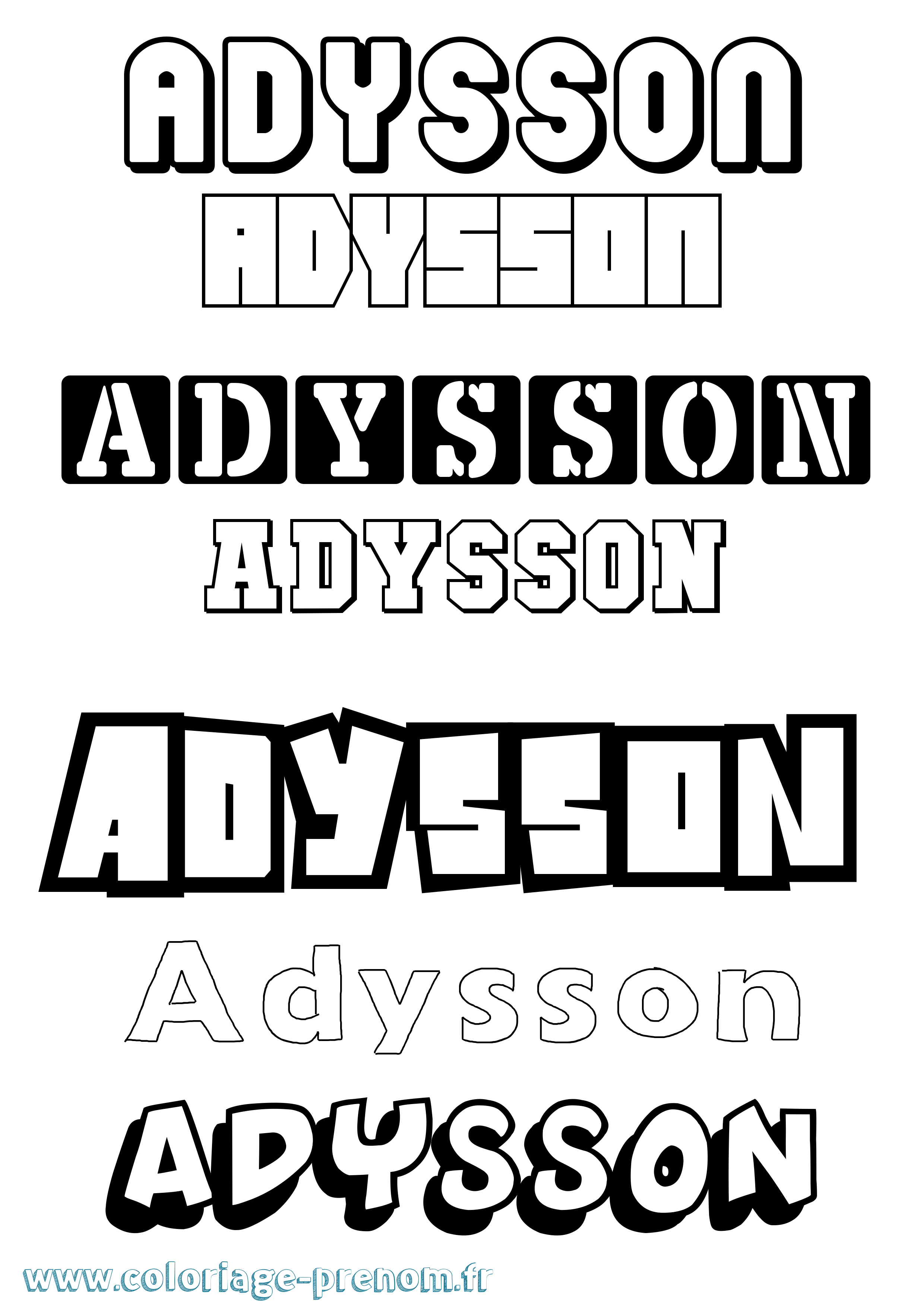 Coloriage prénom Adysson Simple