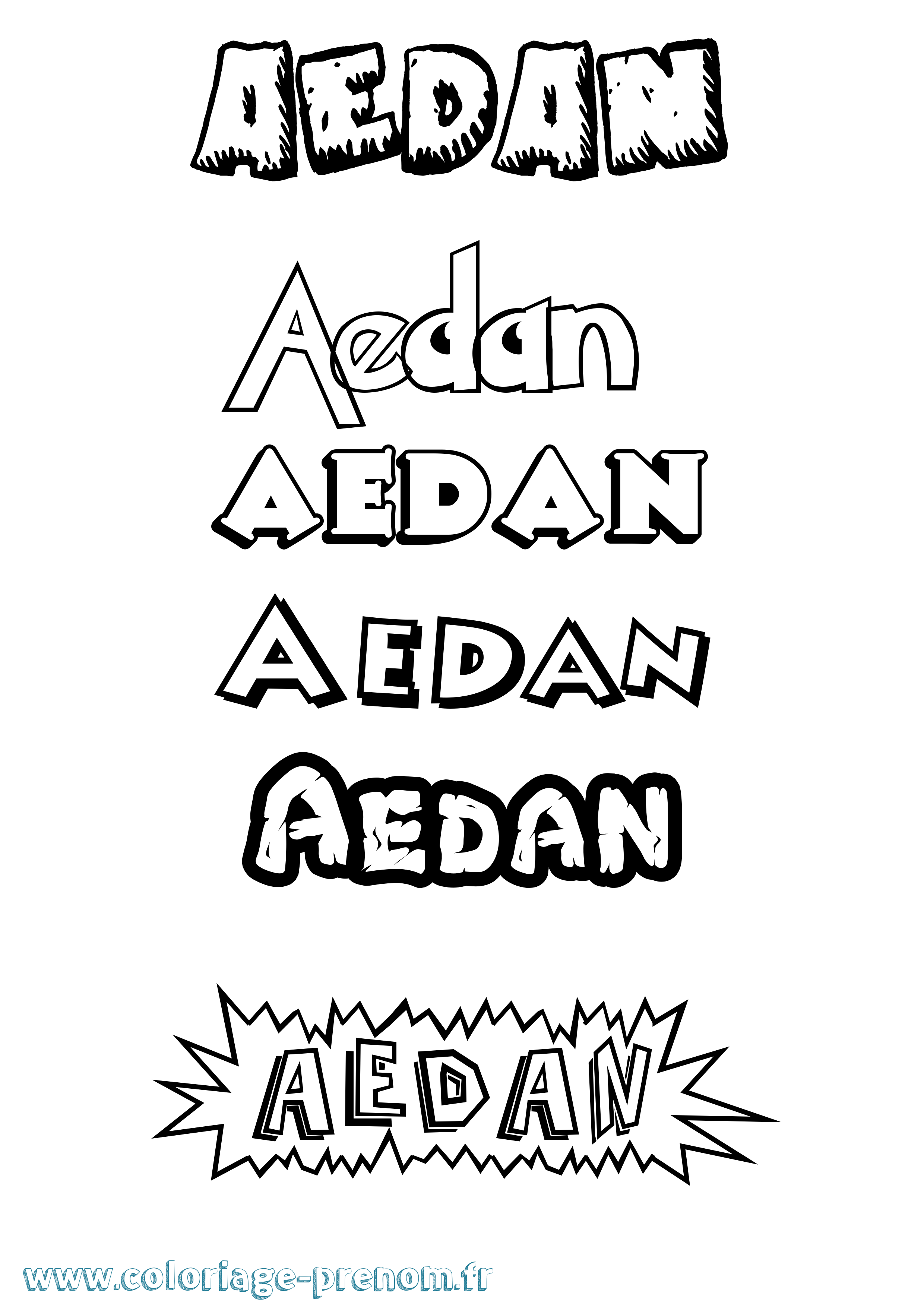 Coloriage prénom Aedan Dessin Animé