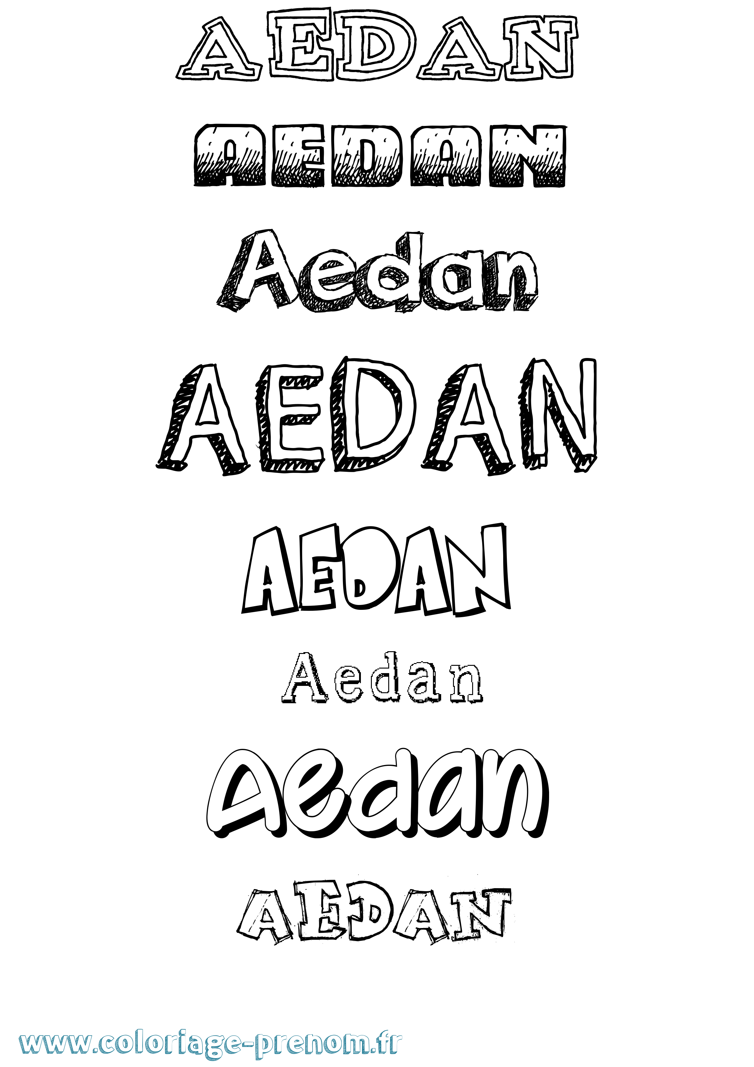 Coloriage prénom Aedan Dessiné