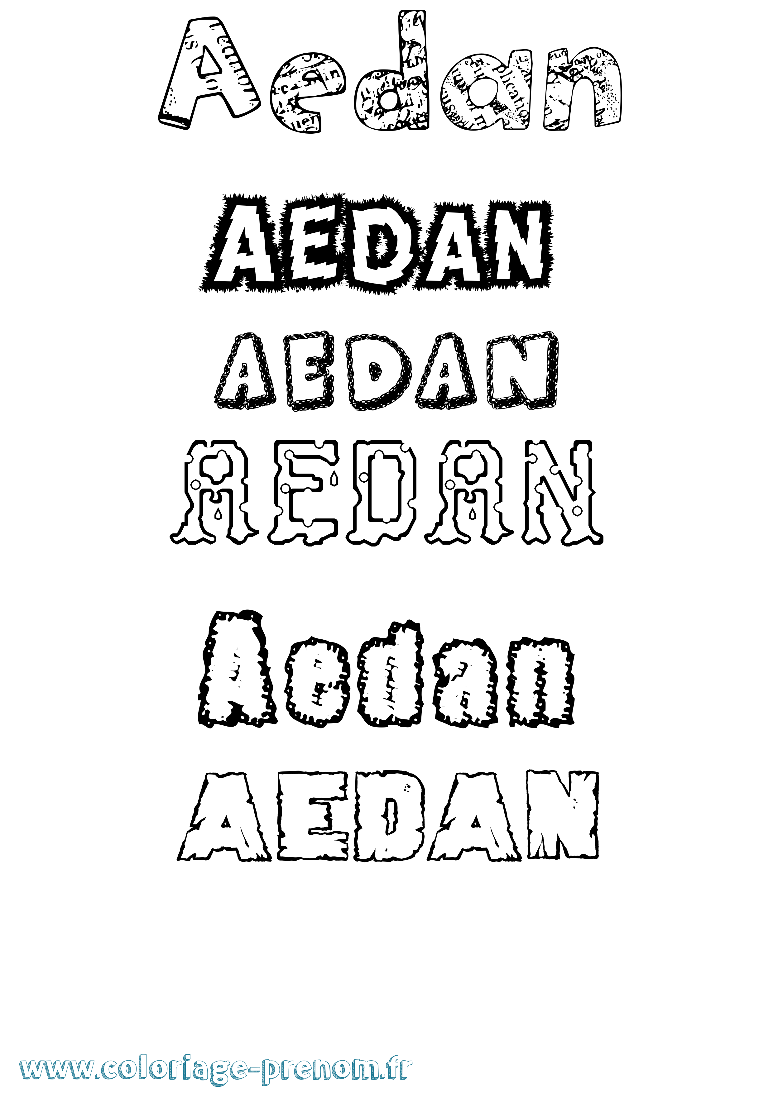 Coloriage prénom Aedan Destructuré