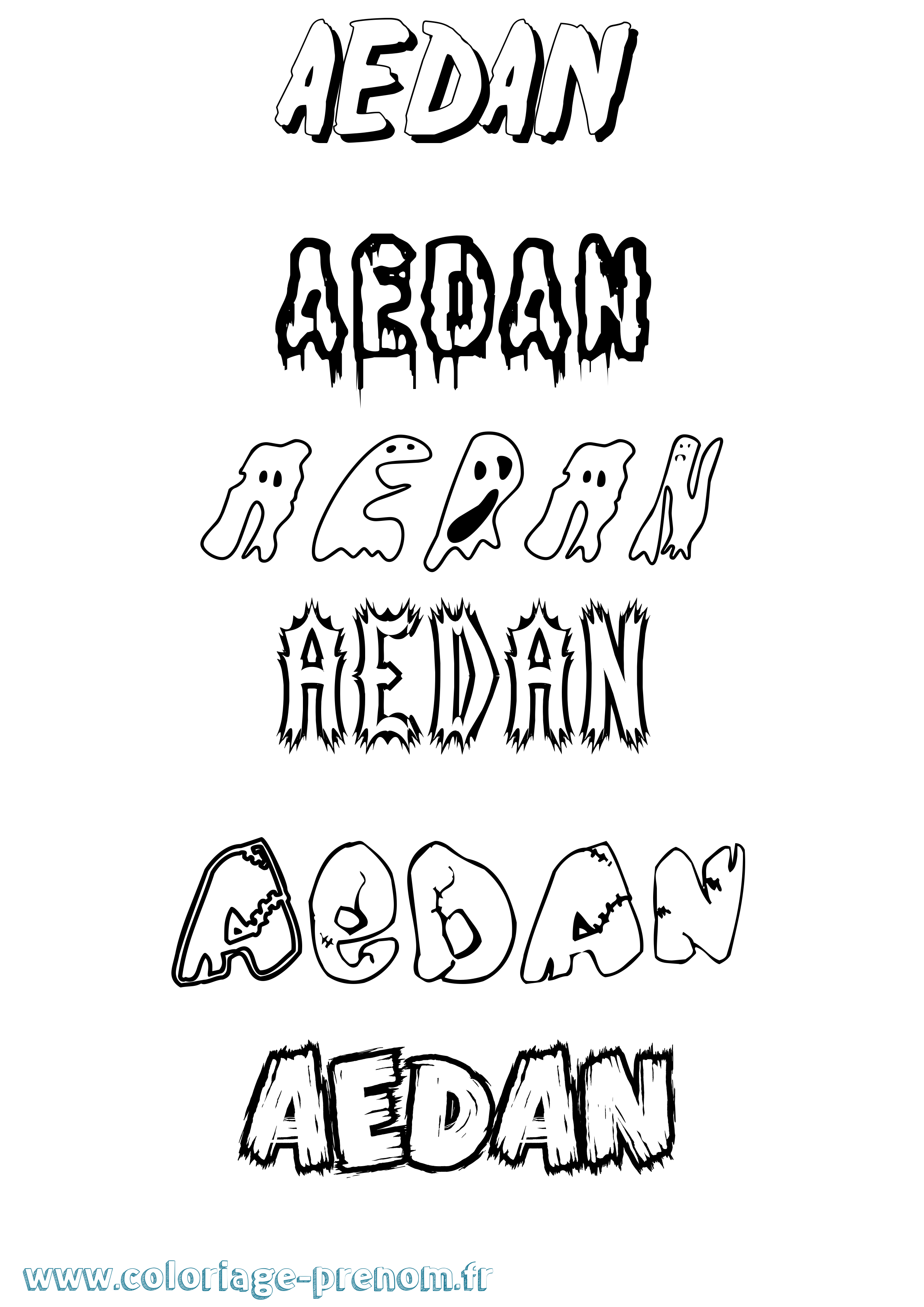 Coloriage prénom Aedan Frisson