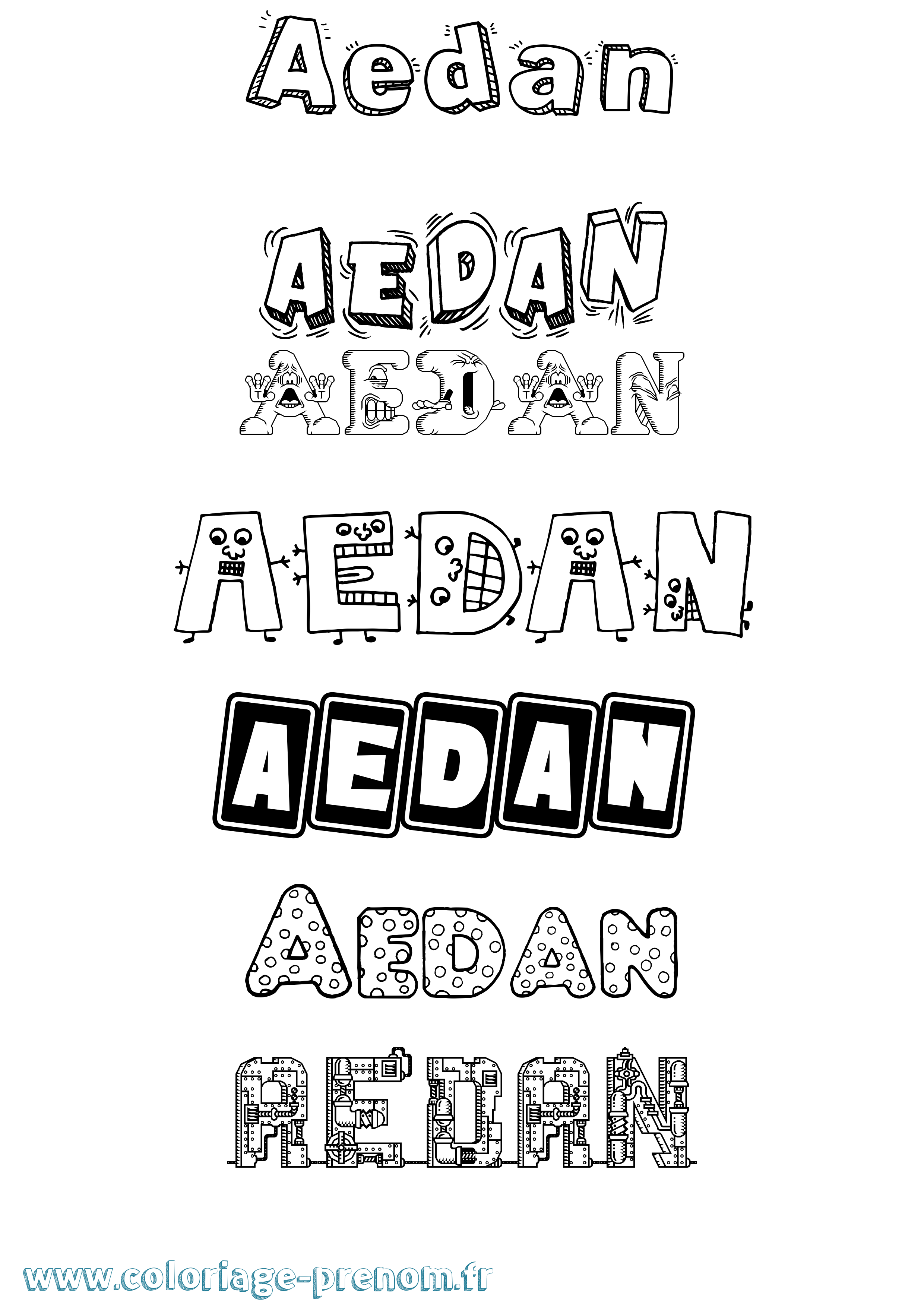Coloriage prénom Aedan Fun