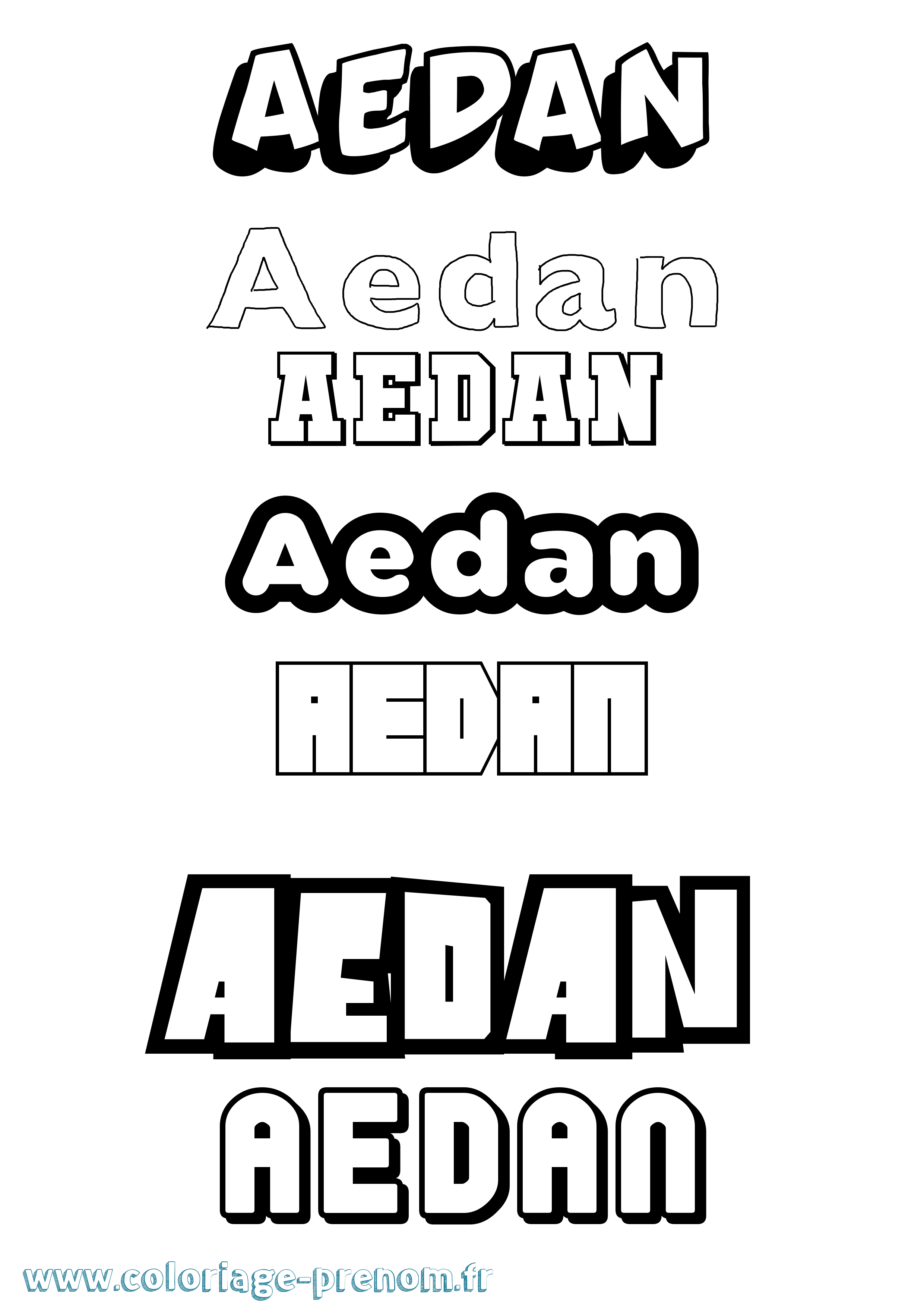 Coloriage prénom Aedan Simple