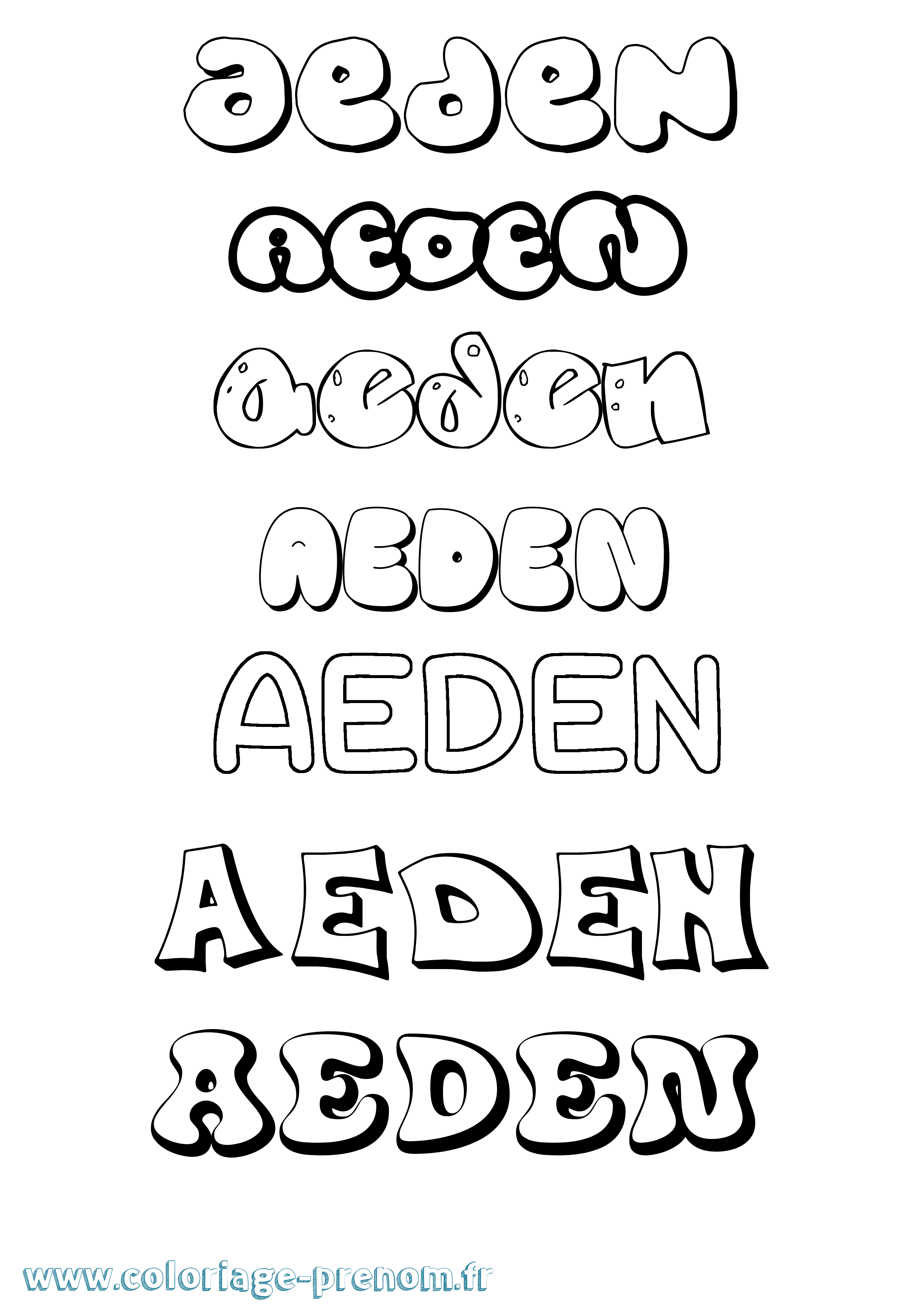 Coloriage Aeden Bubble Coloriage prénom Aeden Bubble