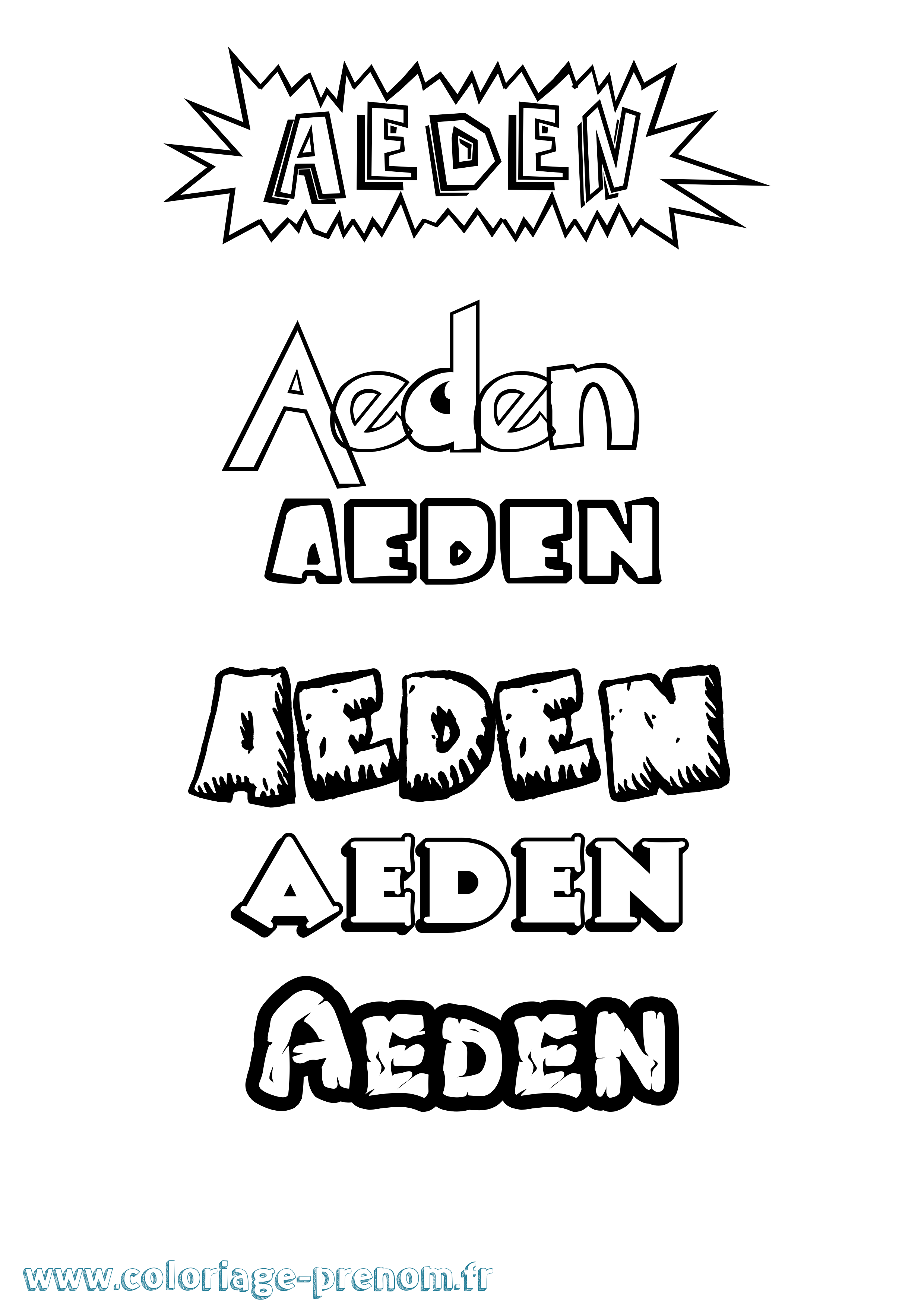 Coloriage Aeden Dessin Animé Coloriage prénom Aeden Dessin Animé