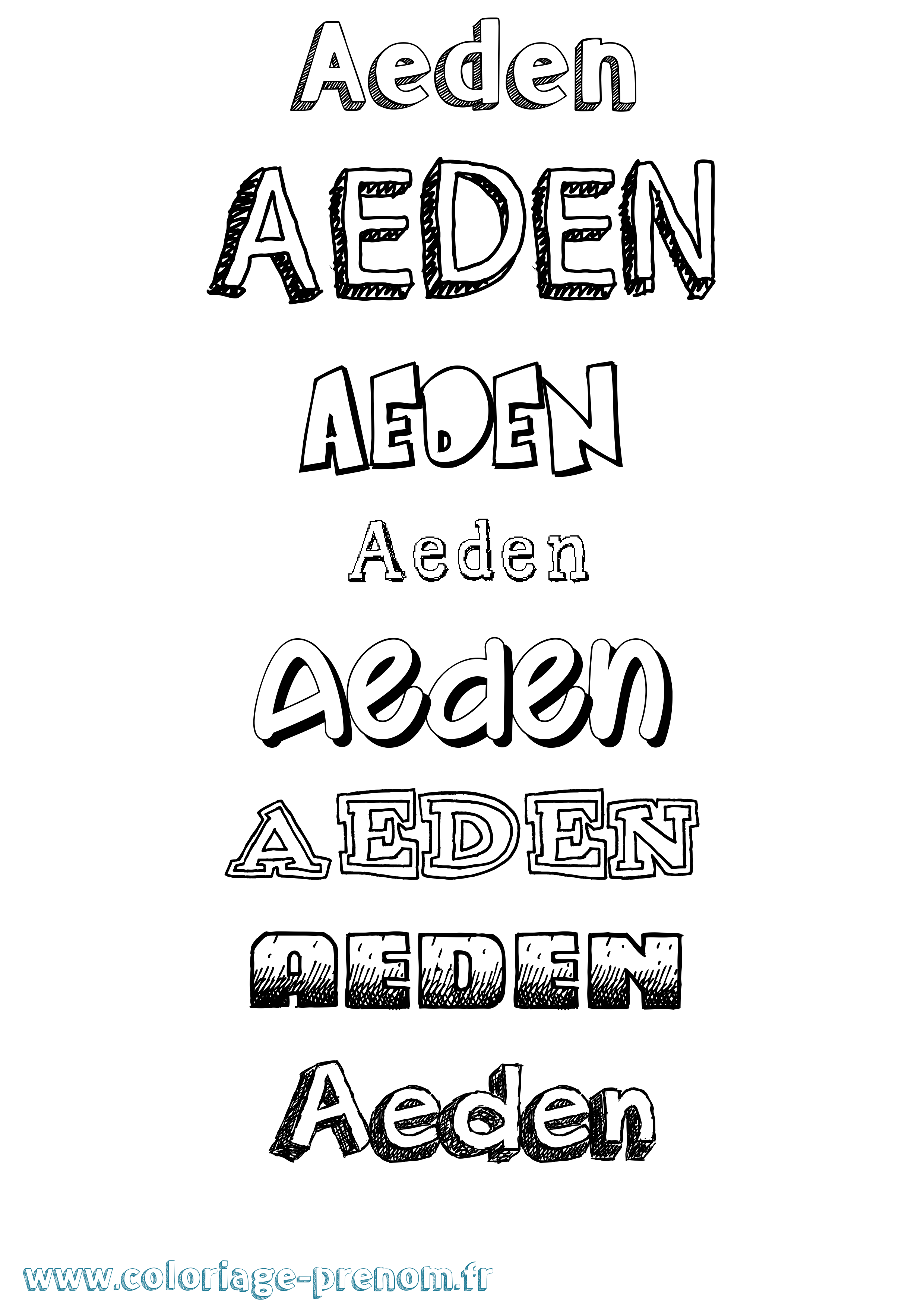 Coloriage Aeden Dessiné Coloriage prénom Aeden Dessiné