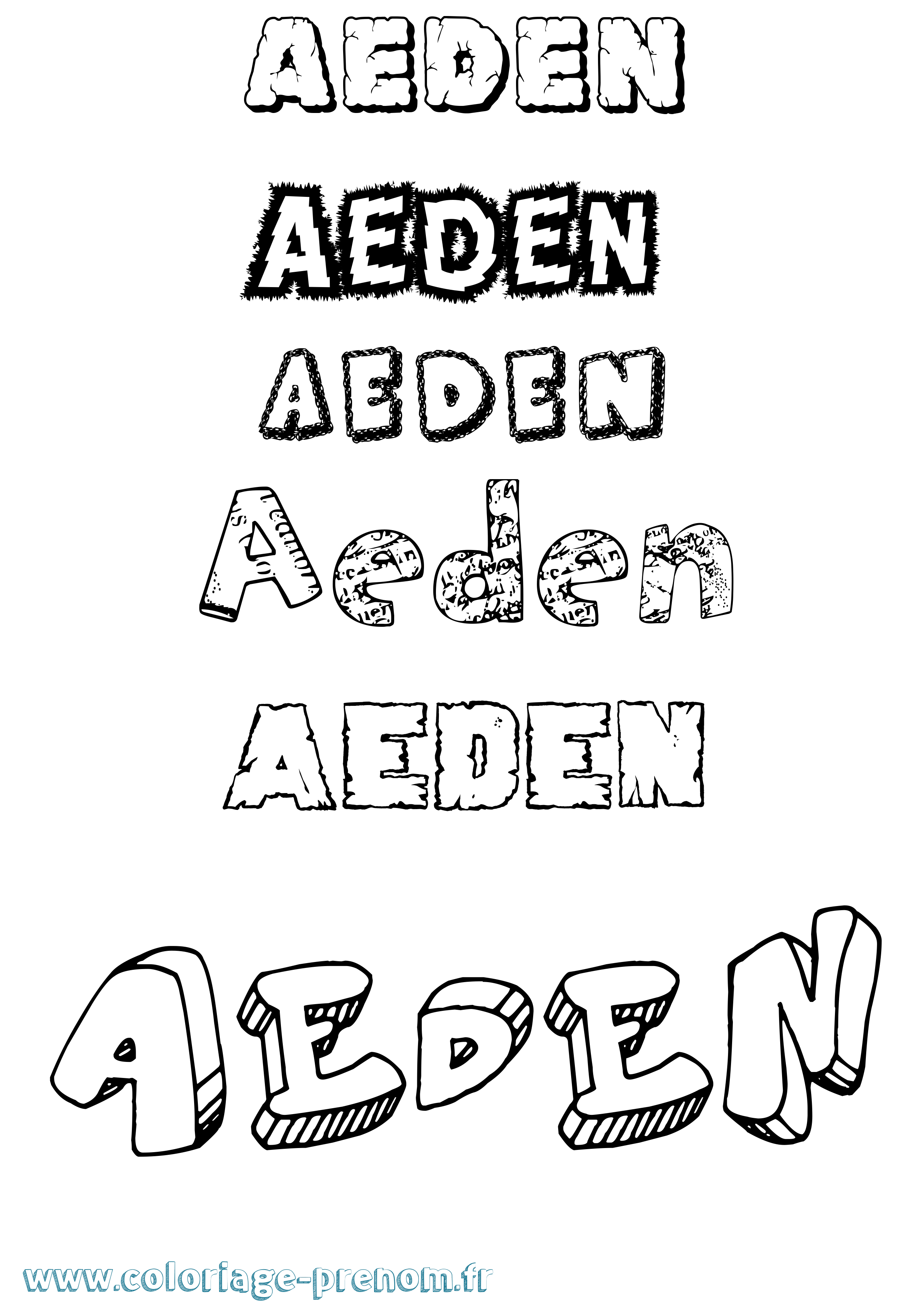 Coloriage Aeden Destructuré Coloriage prénom Aeden Destructuré