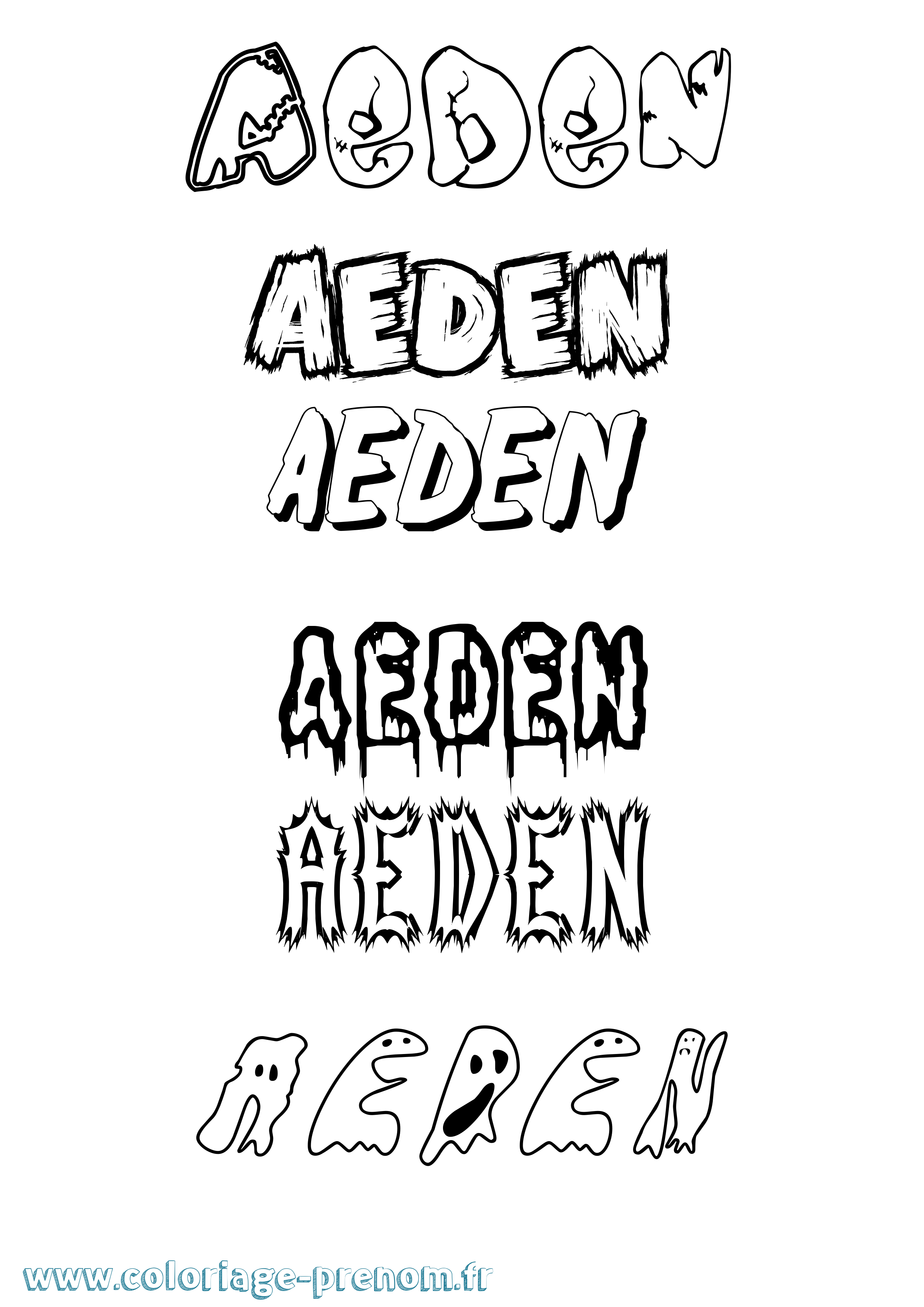 Coloriage Aeden Frisson Coloriage prénom Aeden Frisson