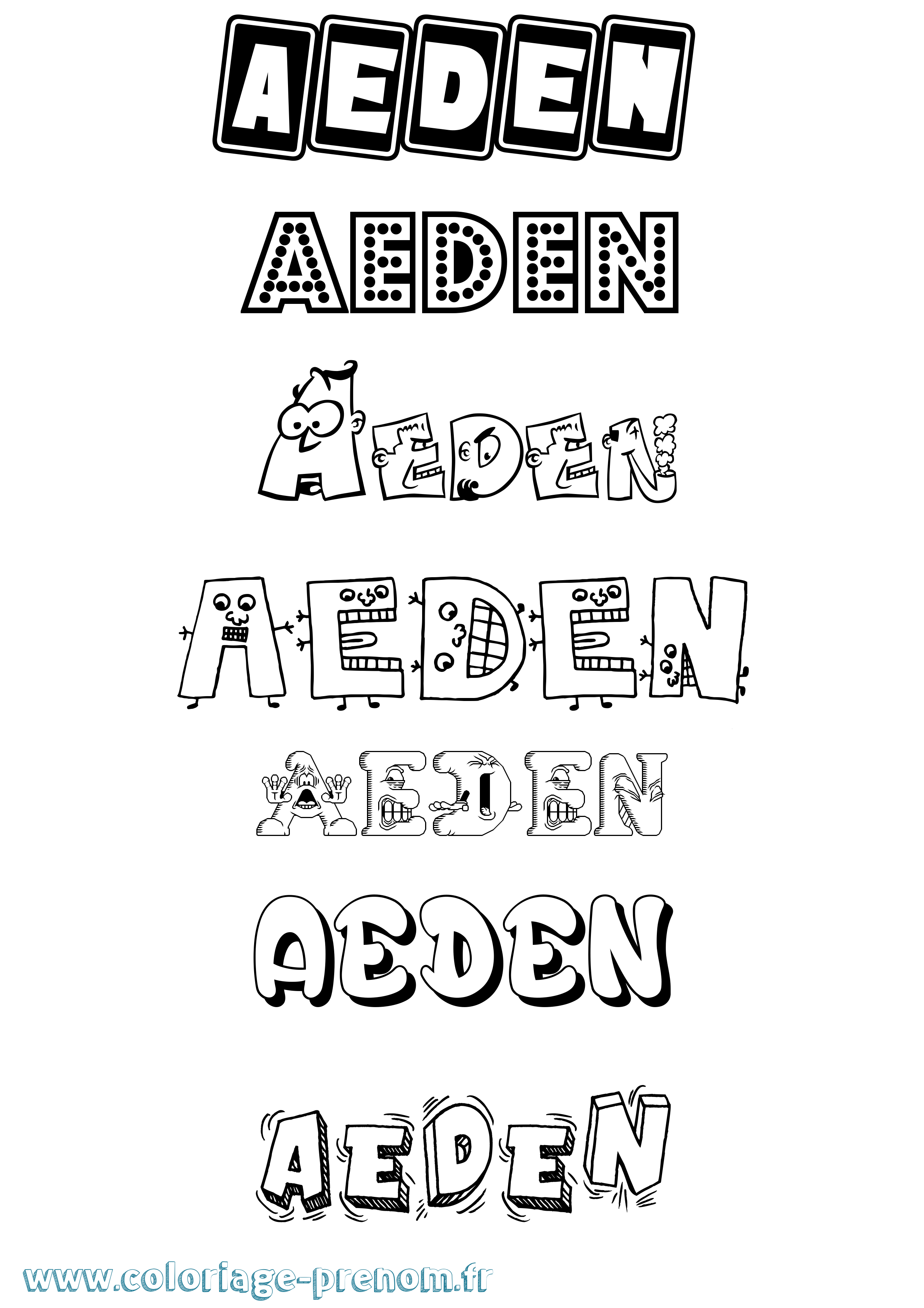 Coloriage Aeden Fun Coloriage prénom Aeden Fun