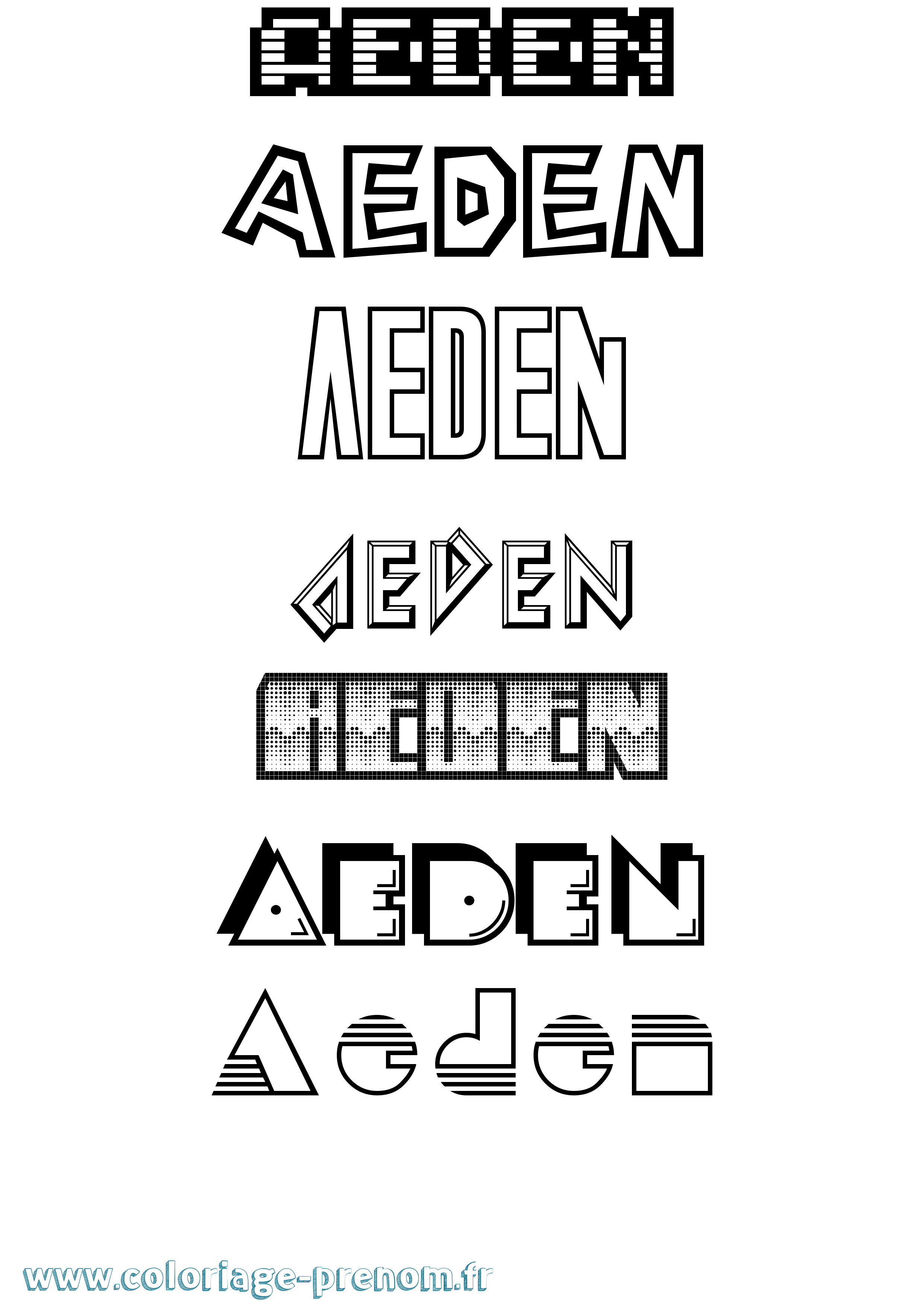 Coloriage Aeden Jeux Vidéos Coloriage prénom Aeden Jeux Vidéos