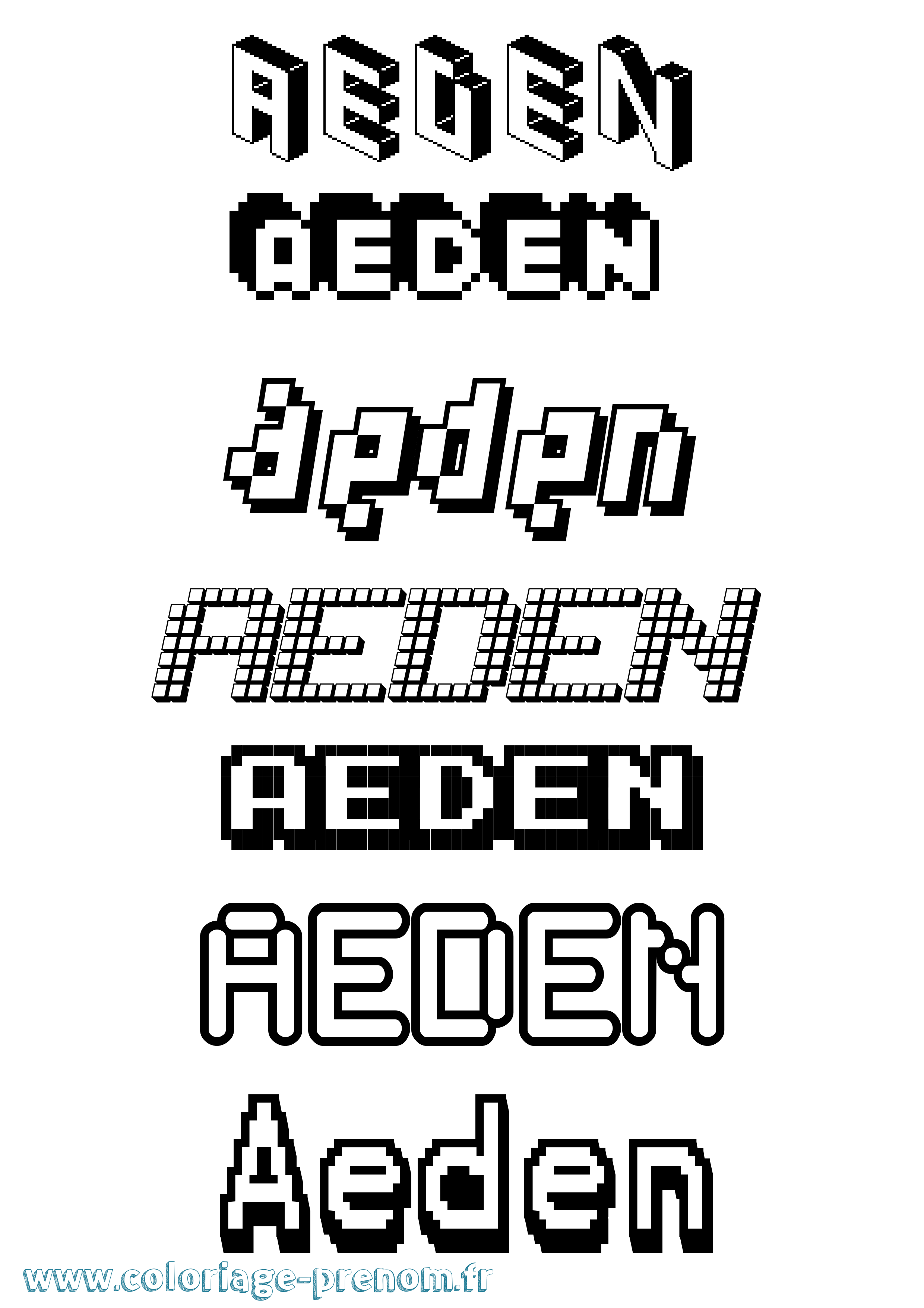 Coloriage Aeden Pixel Coloriage prénom Aeden Pixel