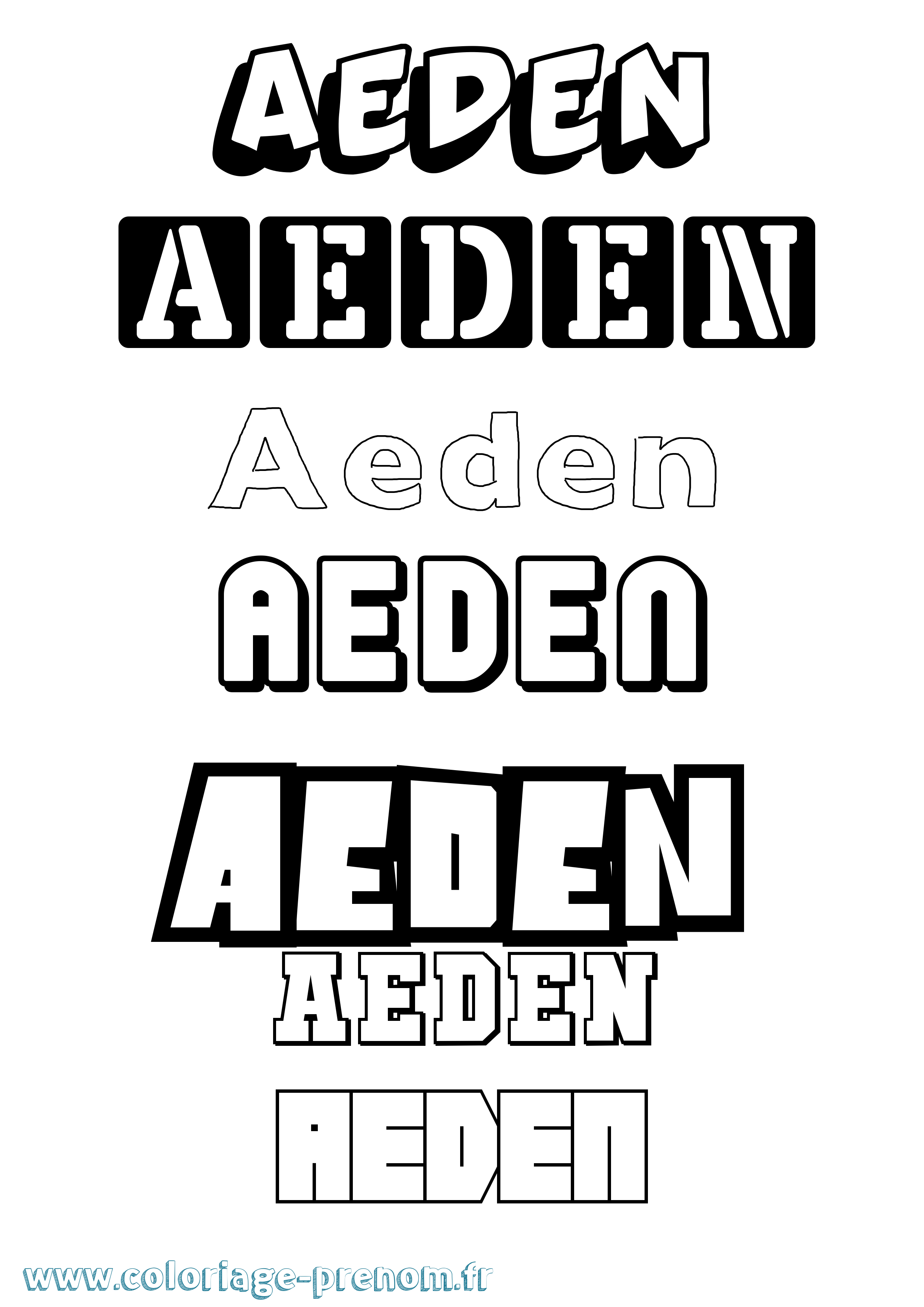 Coloriage Aeden Simple Coloriage prénom Aeden Simple