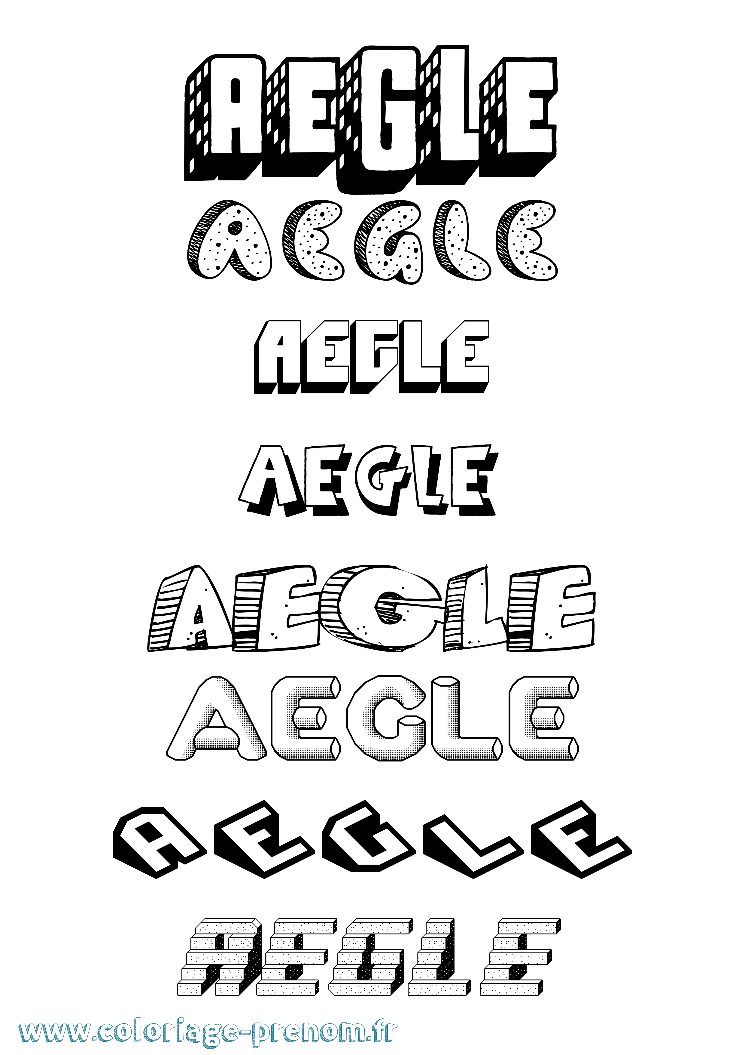Coloriage Aegle Effet 3D Coloriage prénom Aegle Effet 3D