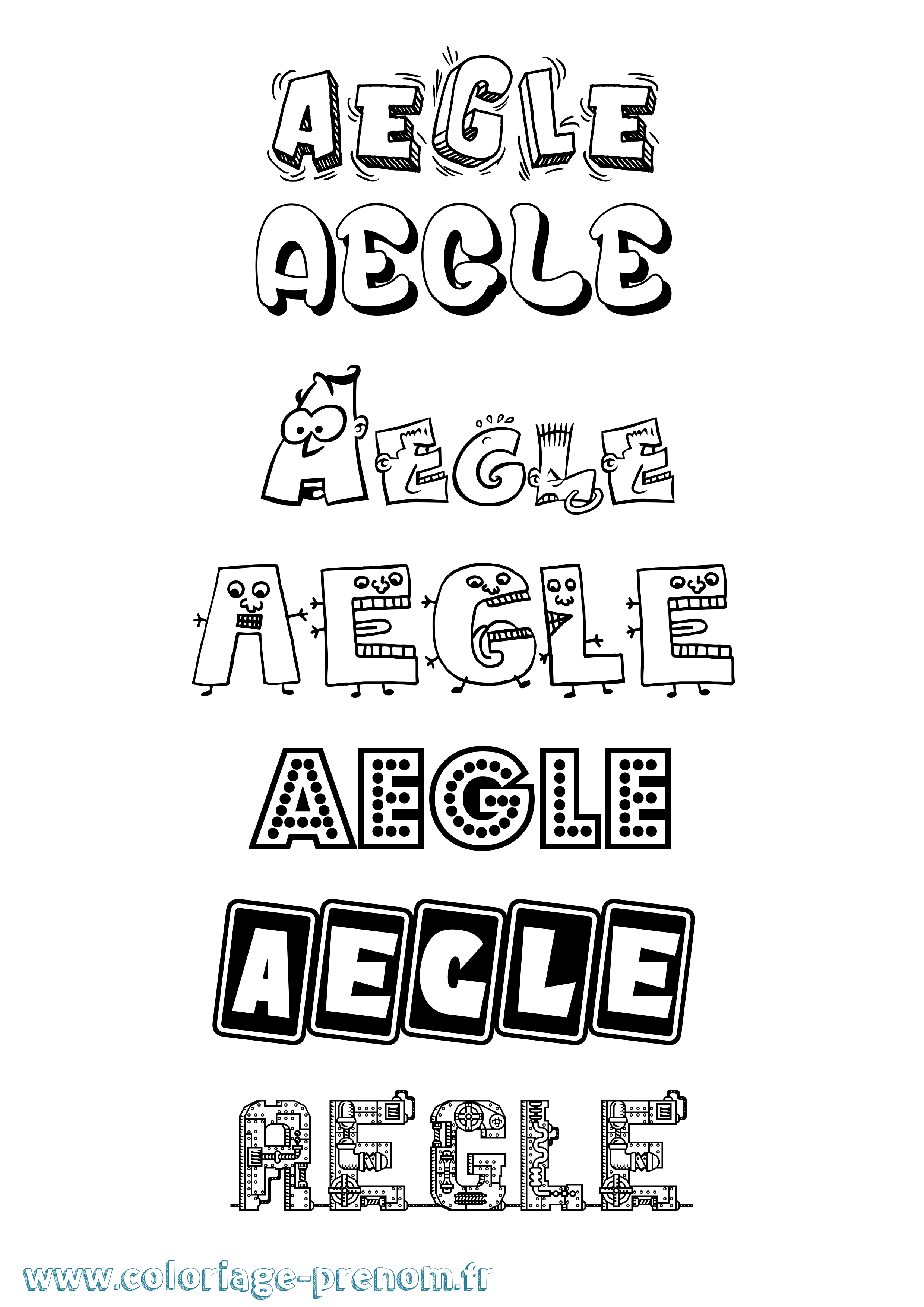 Coloriage prénom Aegle Fun