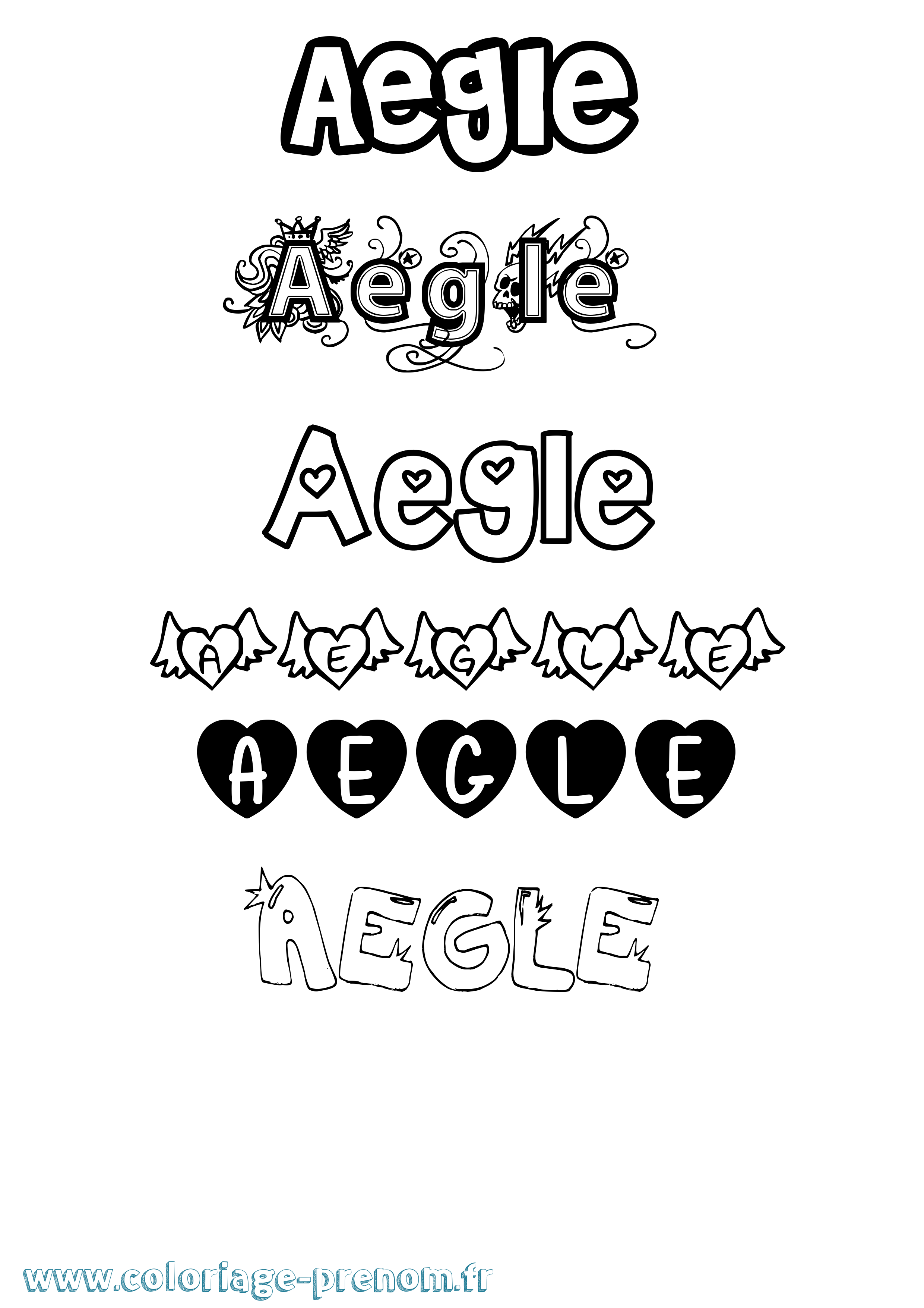 Coloriage prénom Aegle Girly