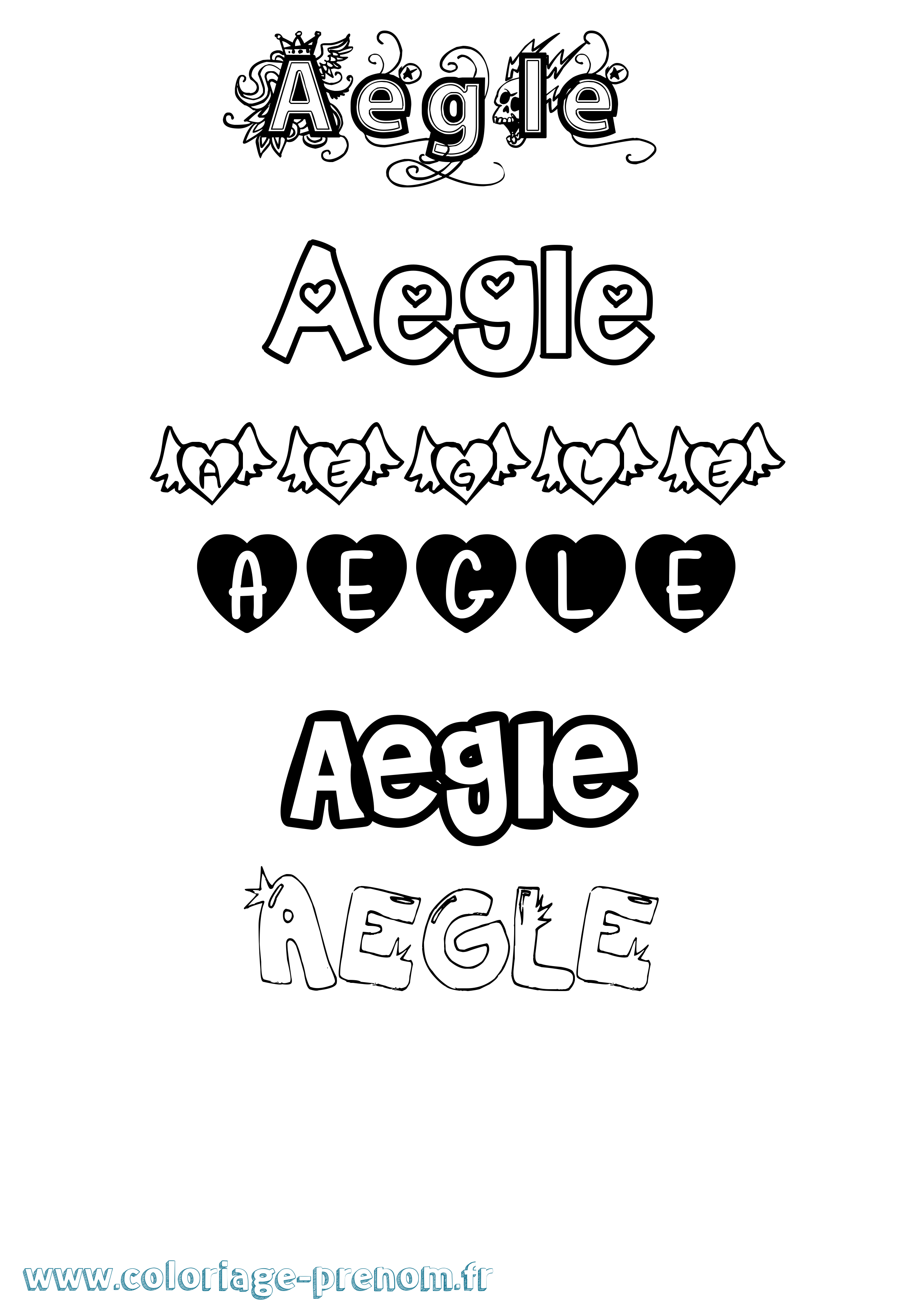 Coloriage Aegle Girly Coloriage prénom Aegle Girly