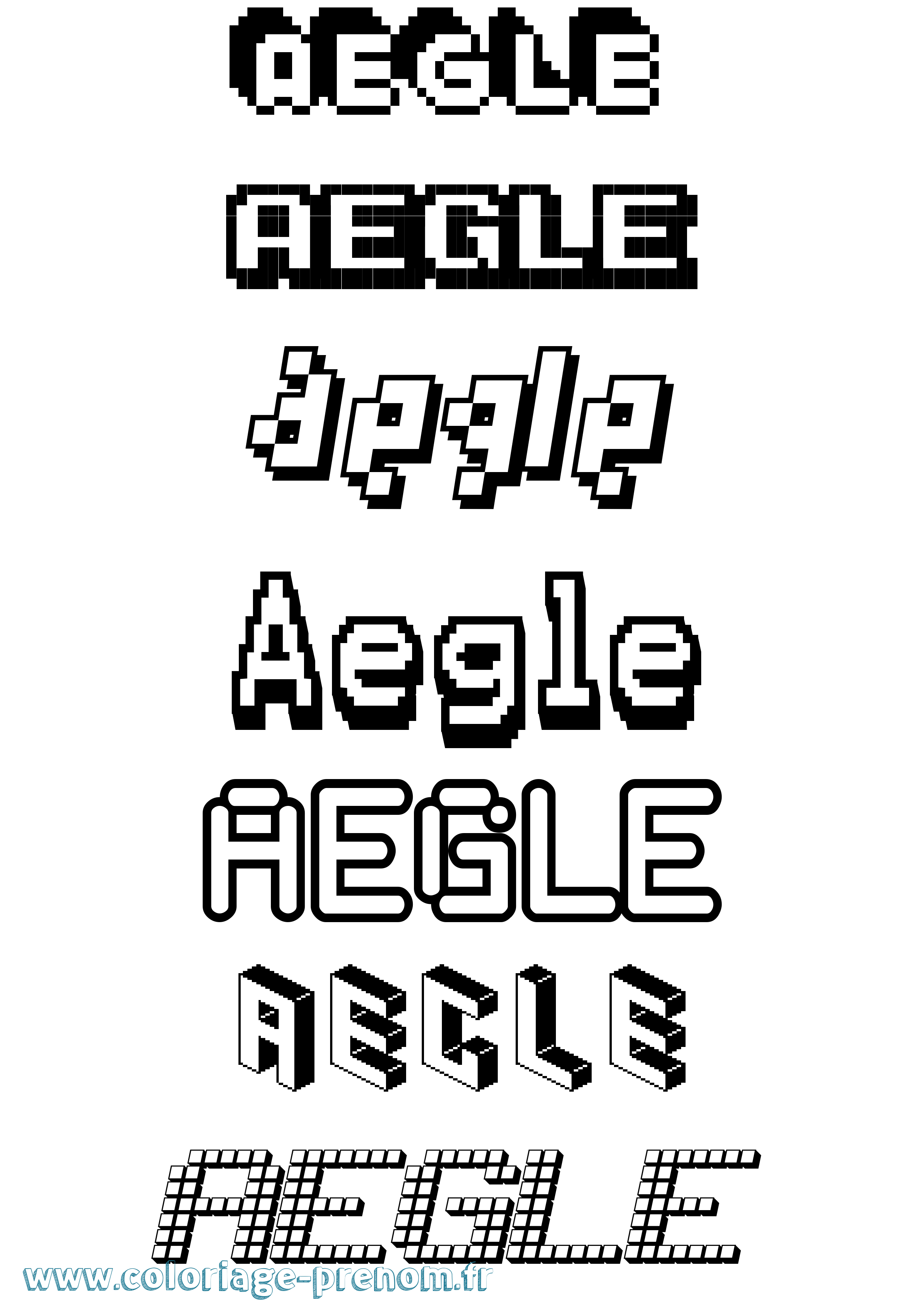 Coloriage prénom Aegle Pixel