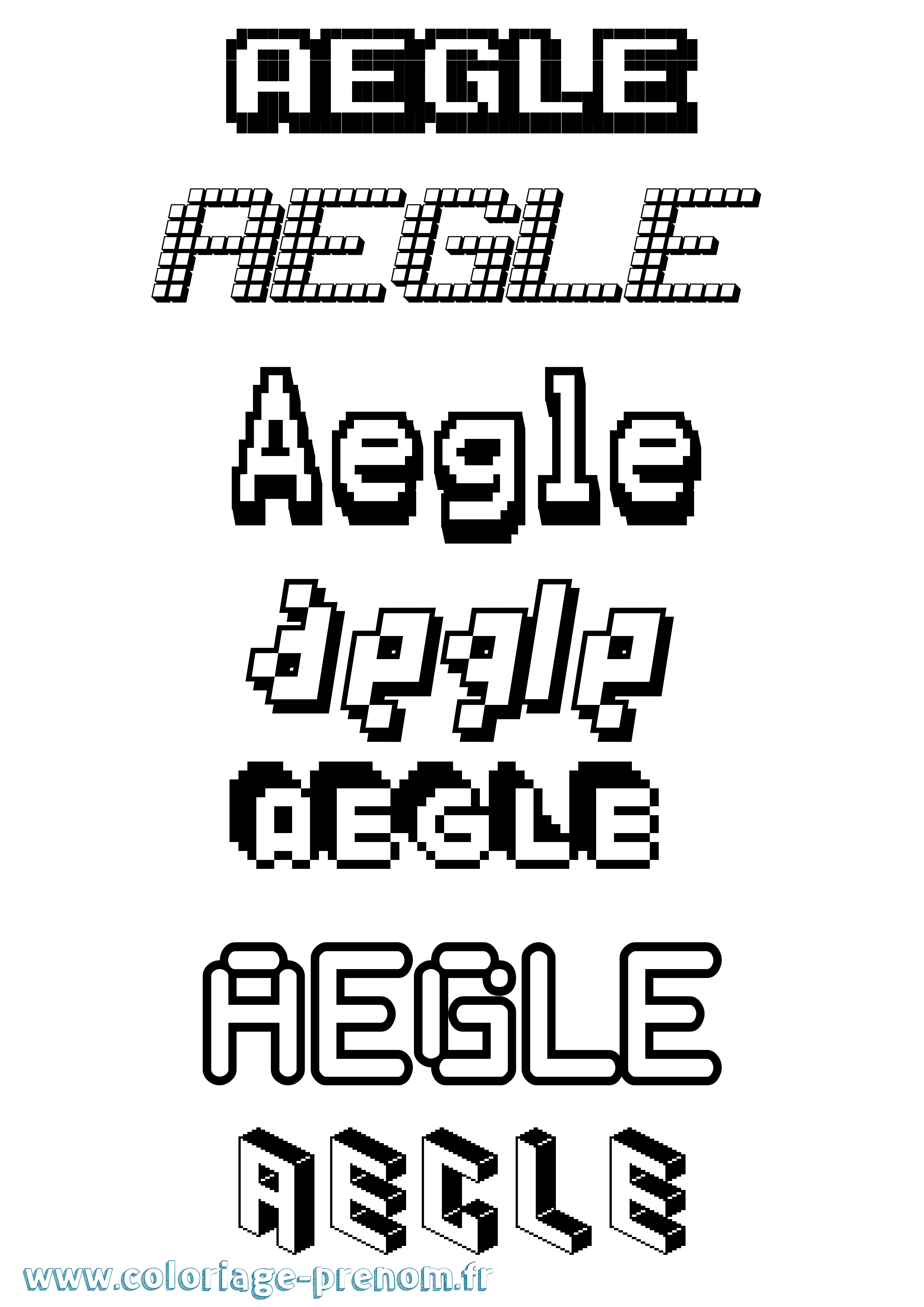 Coloriage Aegle Pixel Coloriage prénom Aegle Pixel