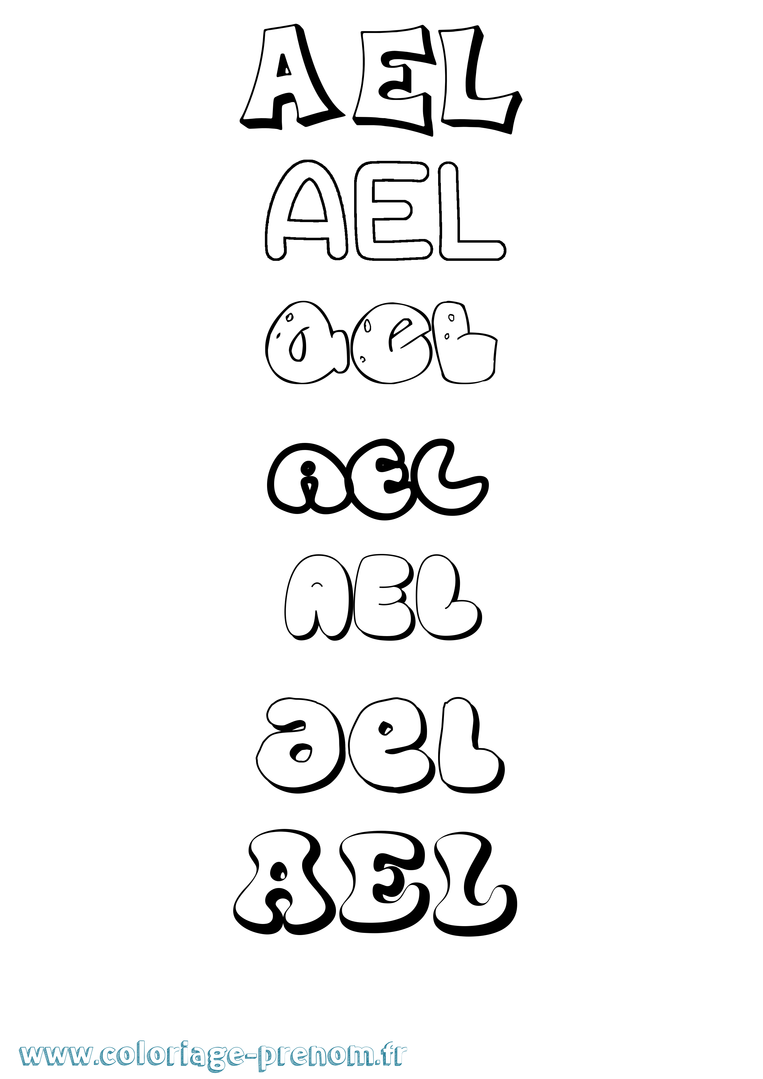 Coloriage Ael Bubble Coloriage prénom Ael Bubble