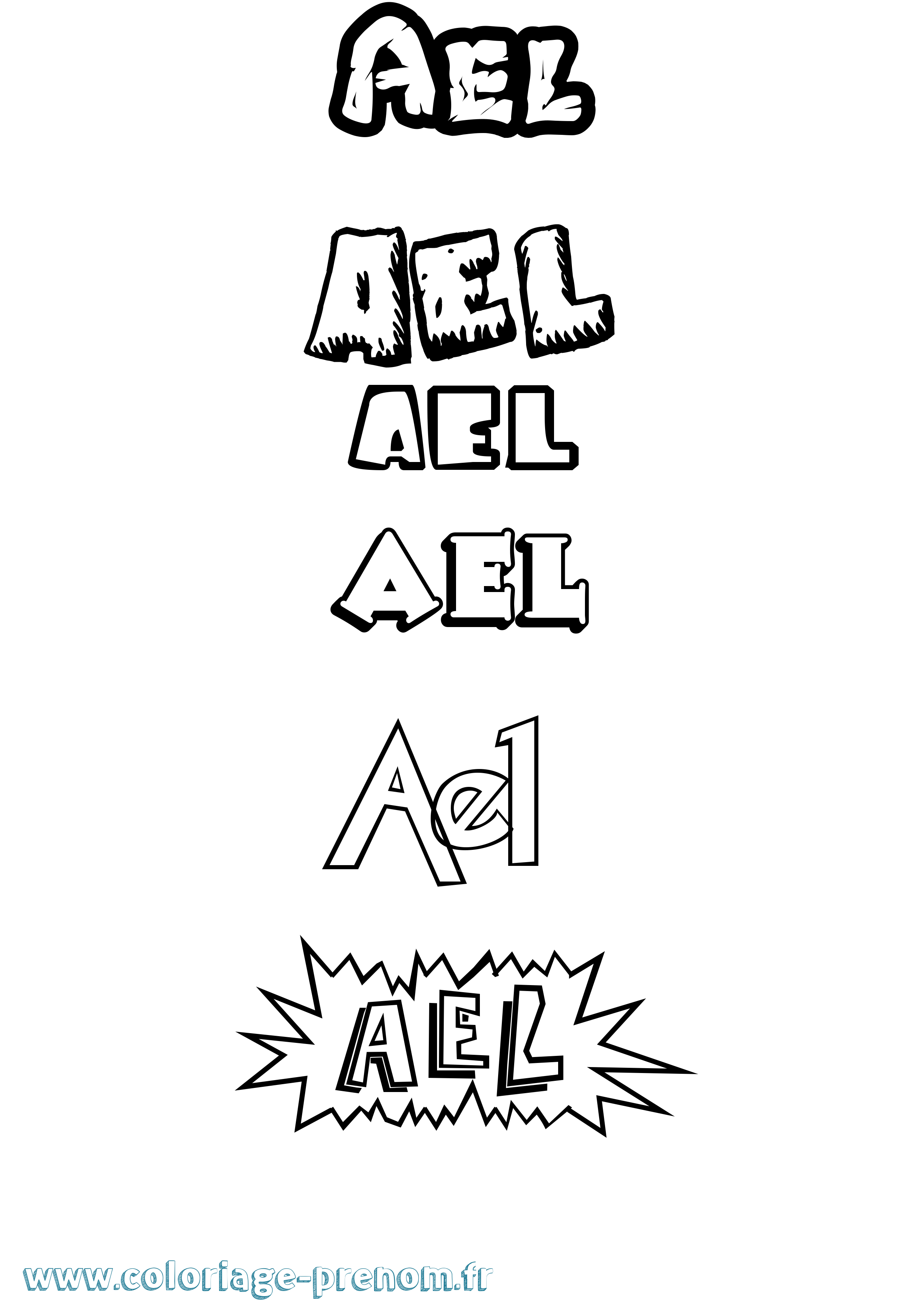 Coloriage Ael Dessin Animé Coloriage prénom Ael Dessin Animé