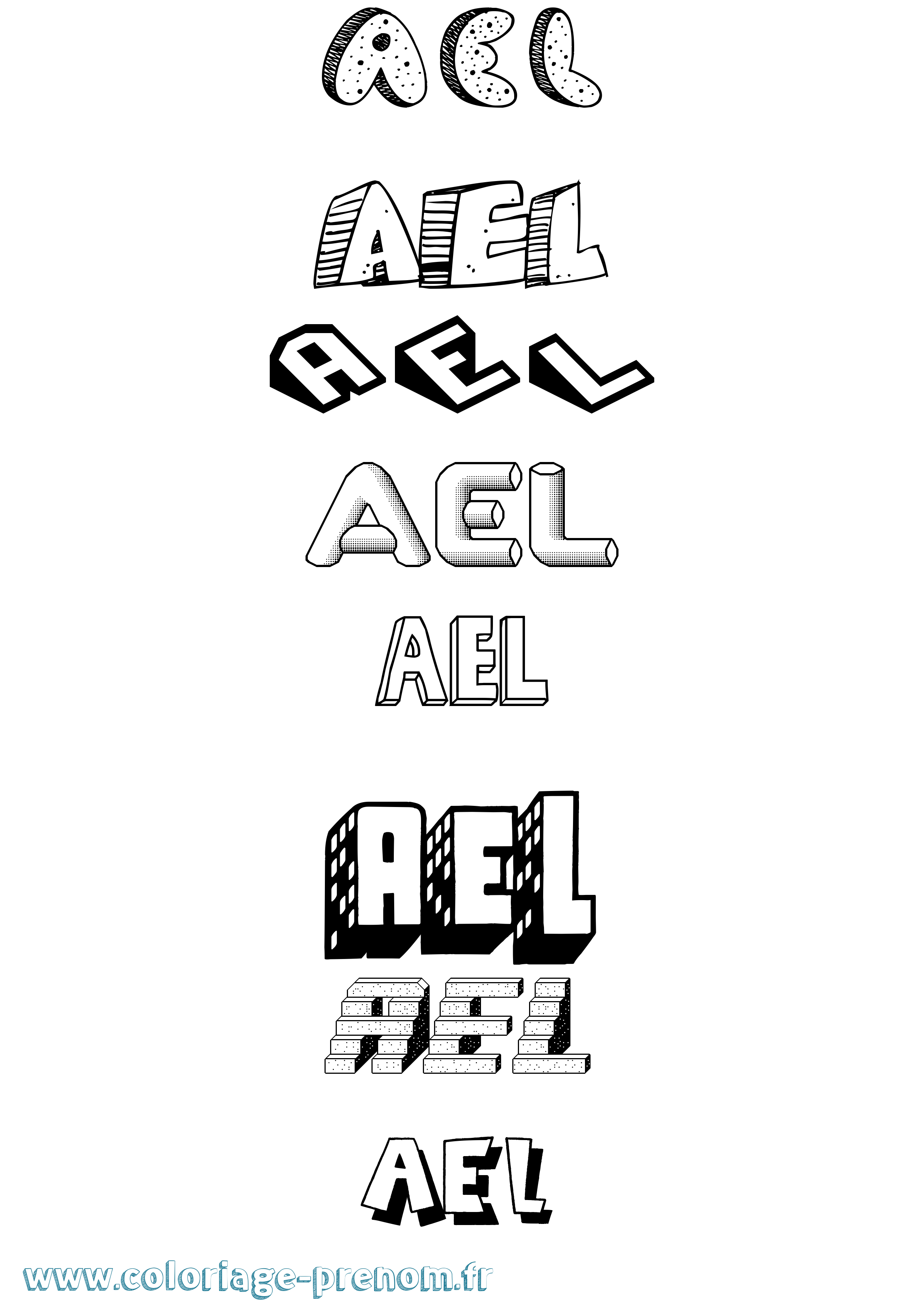 Coloriage Ael Effet 3D Coloriage prénom Ael Effet 3D