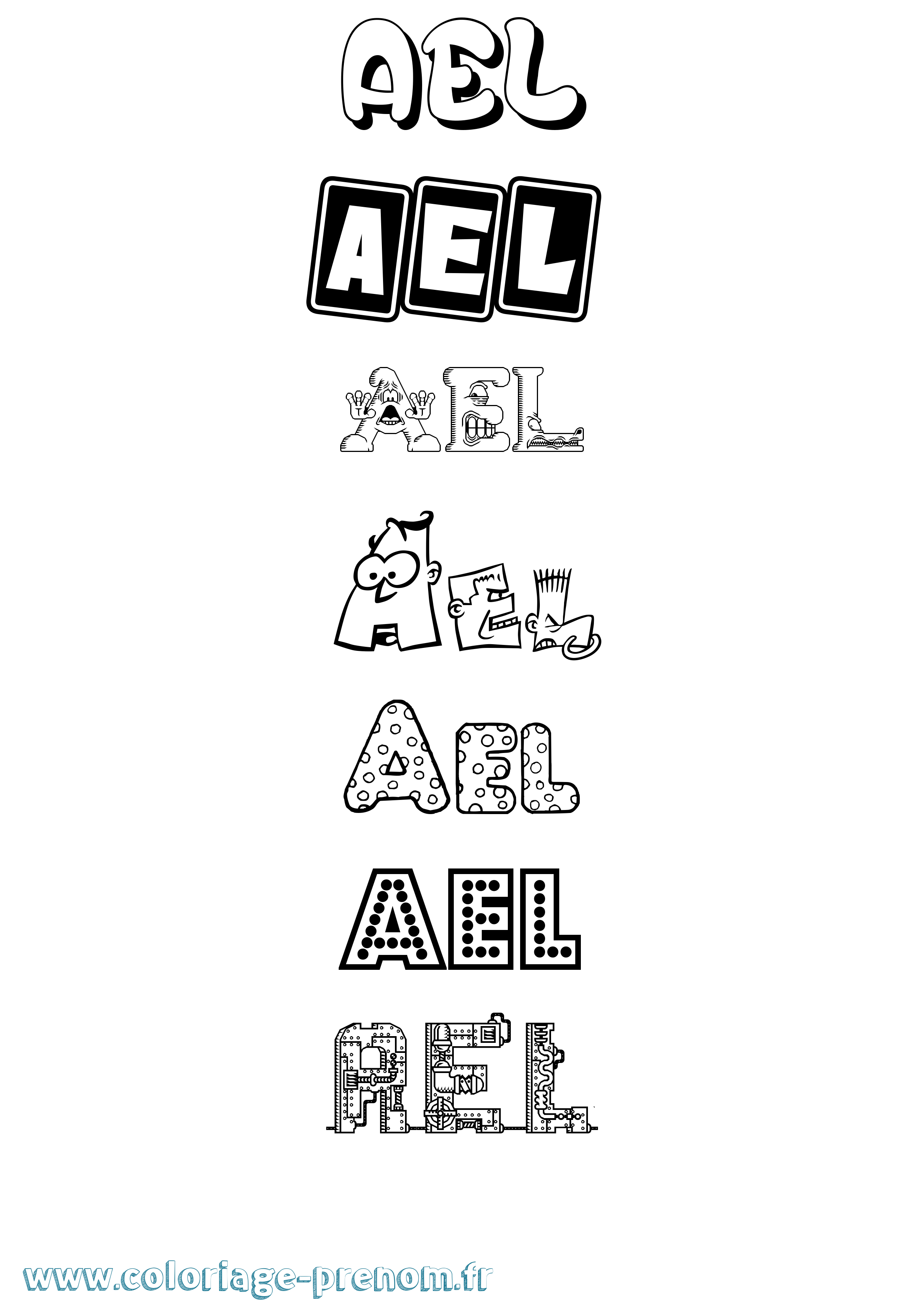 Coloriage Ael Fun Coloriage prénom Ael Fun