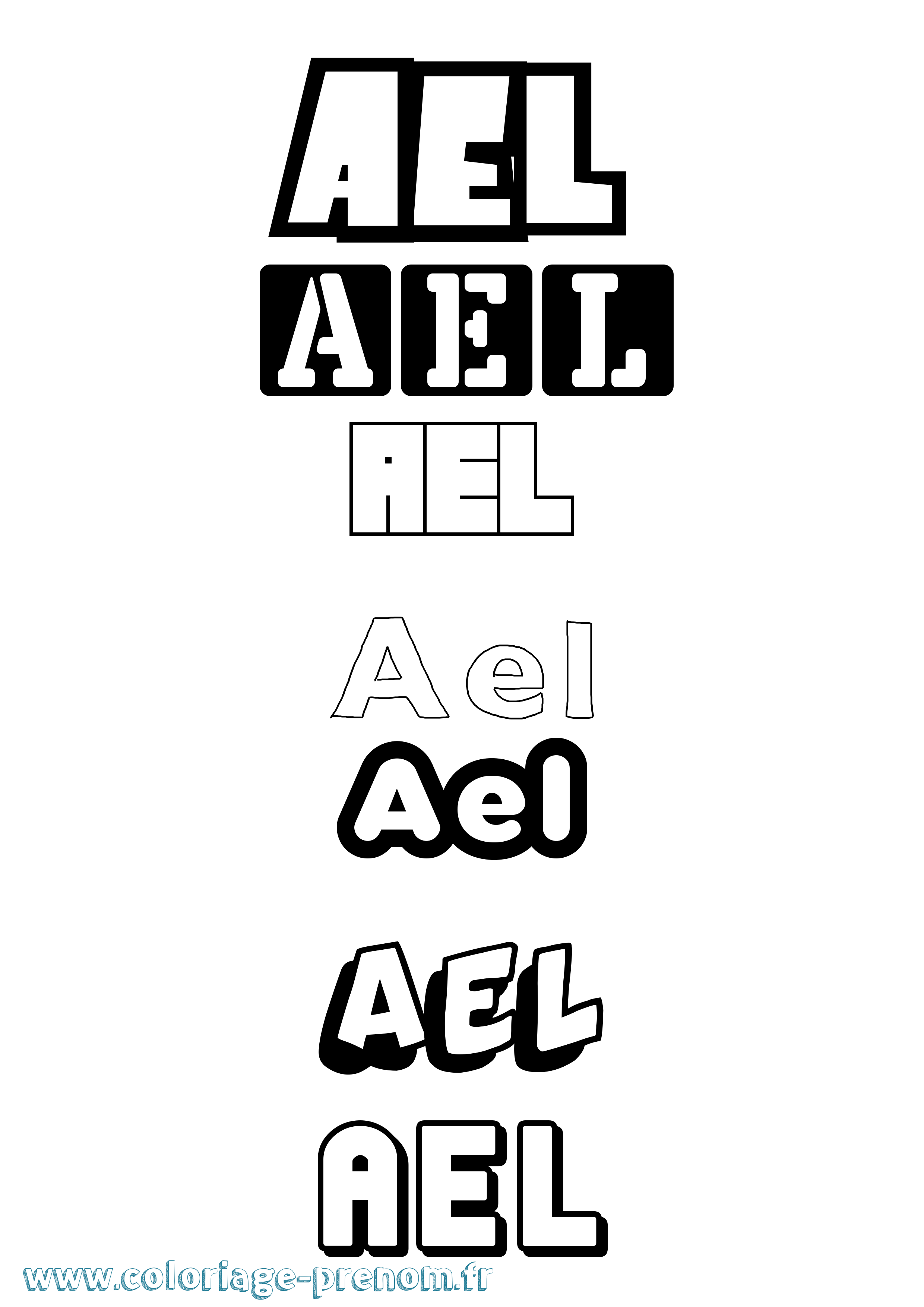 Coloriage prénom Ael Simple