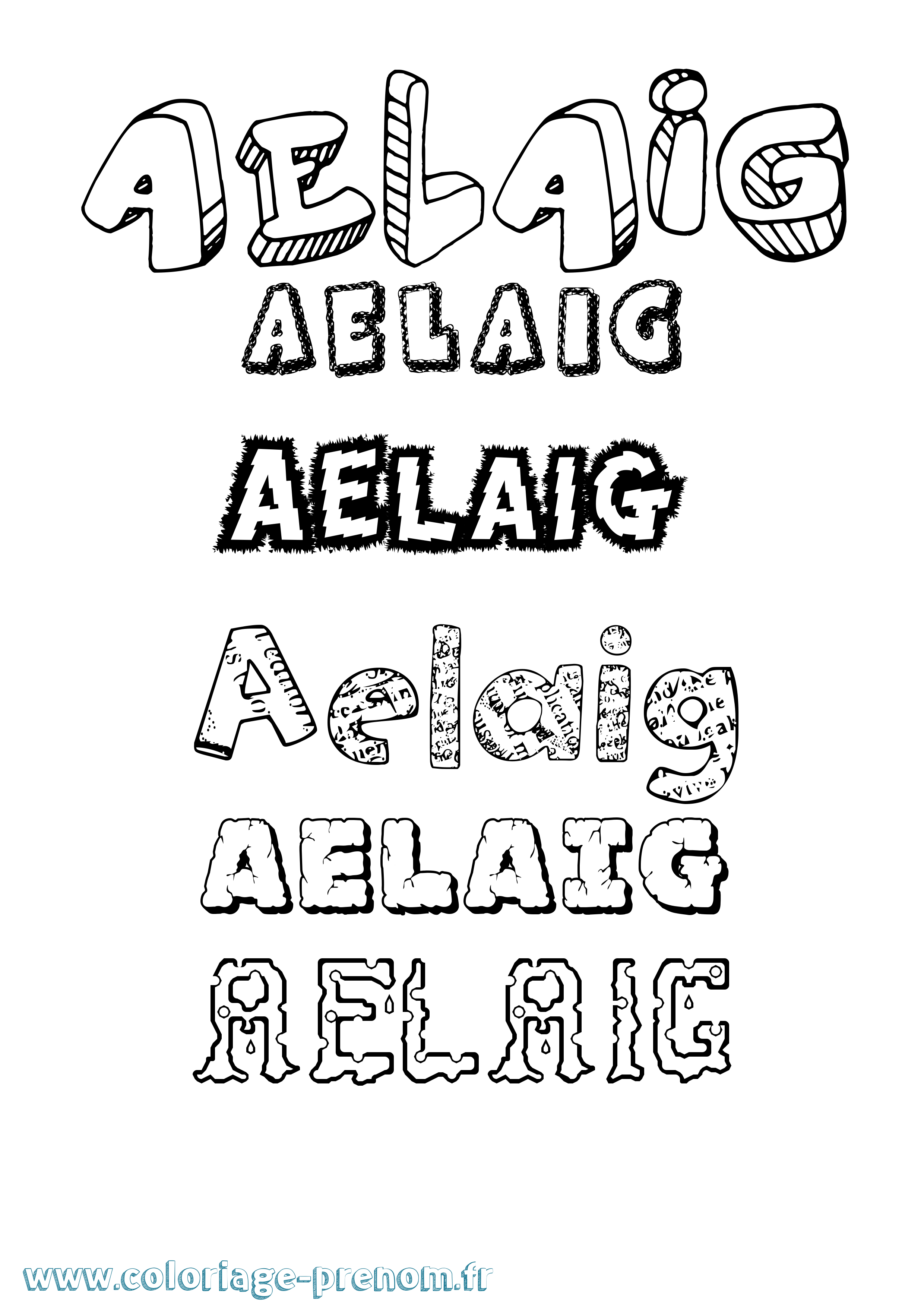 Coloriage Aelaig Destructuré Coloriage prénom Aelaig Destructuré