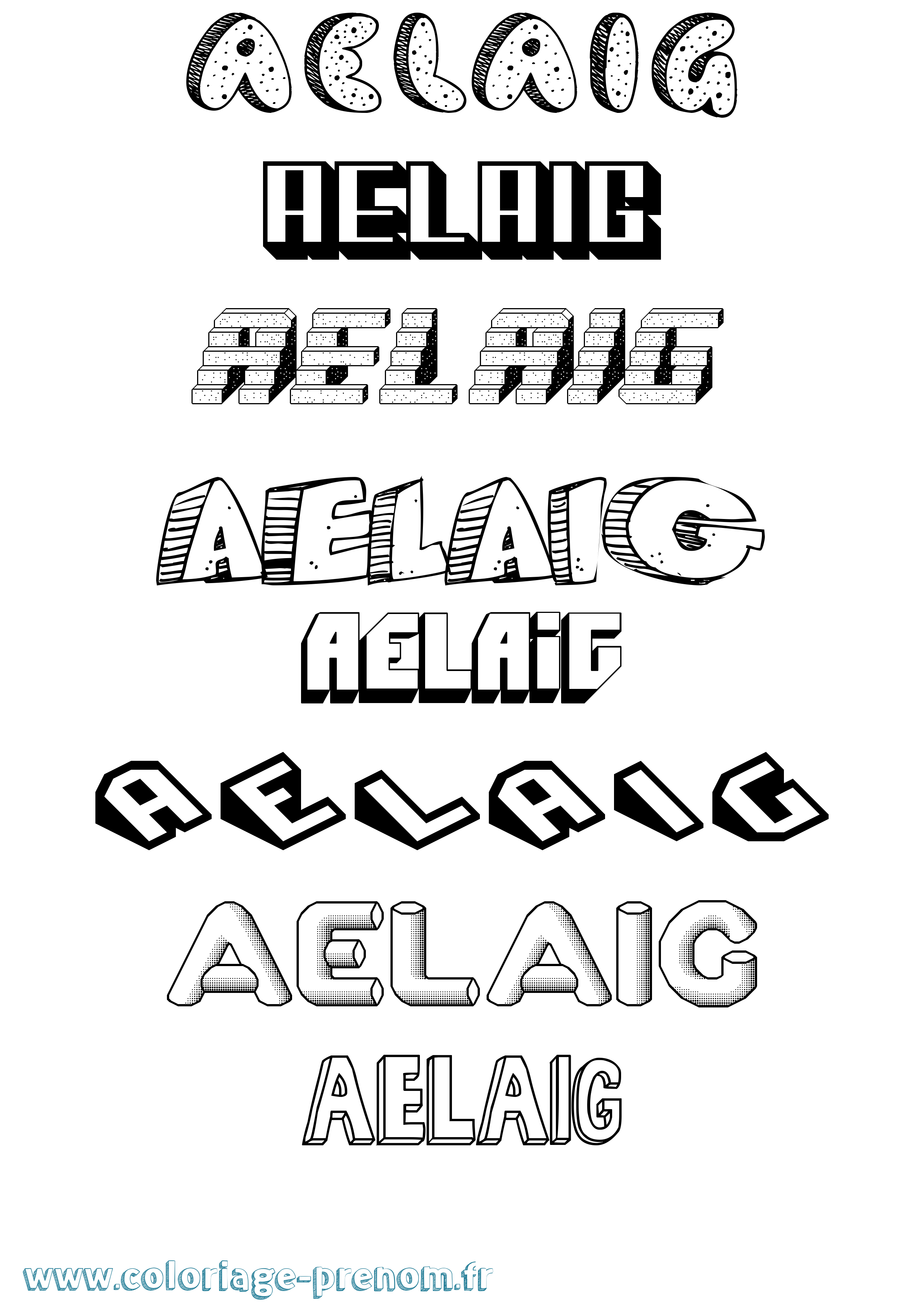 Coloriage Aelaig Effet 3D Coloriage prénom Aelaig Effet 3D