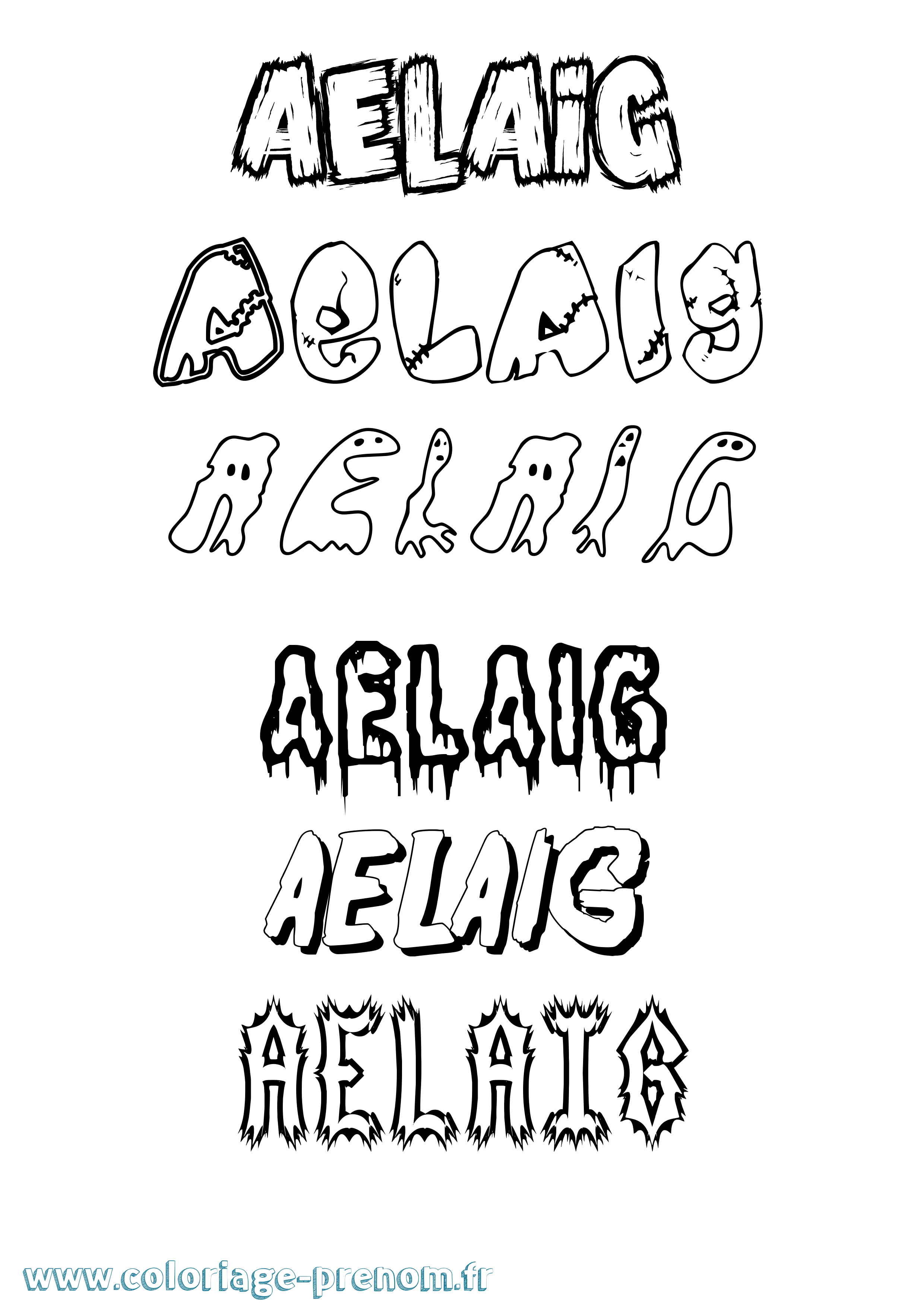 Coloriage Aelaig Frisson Coloriage prénom Aelaig Frisson