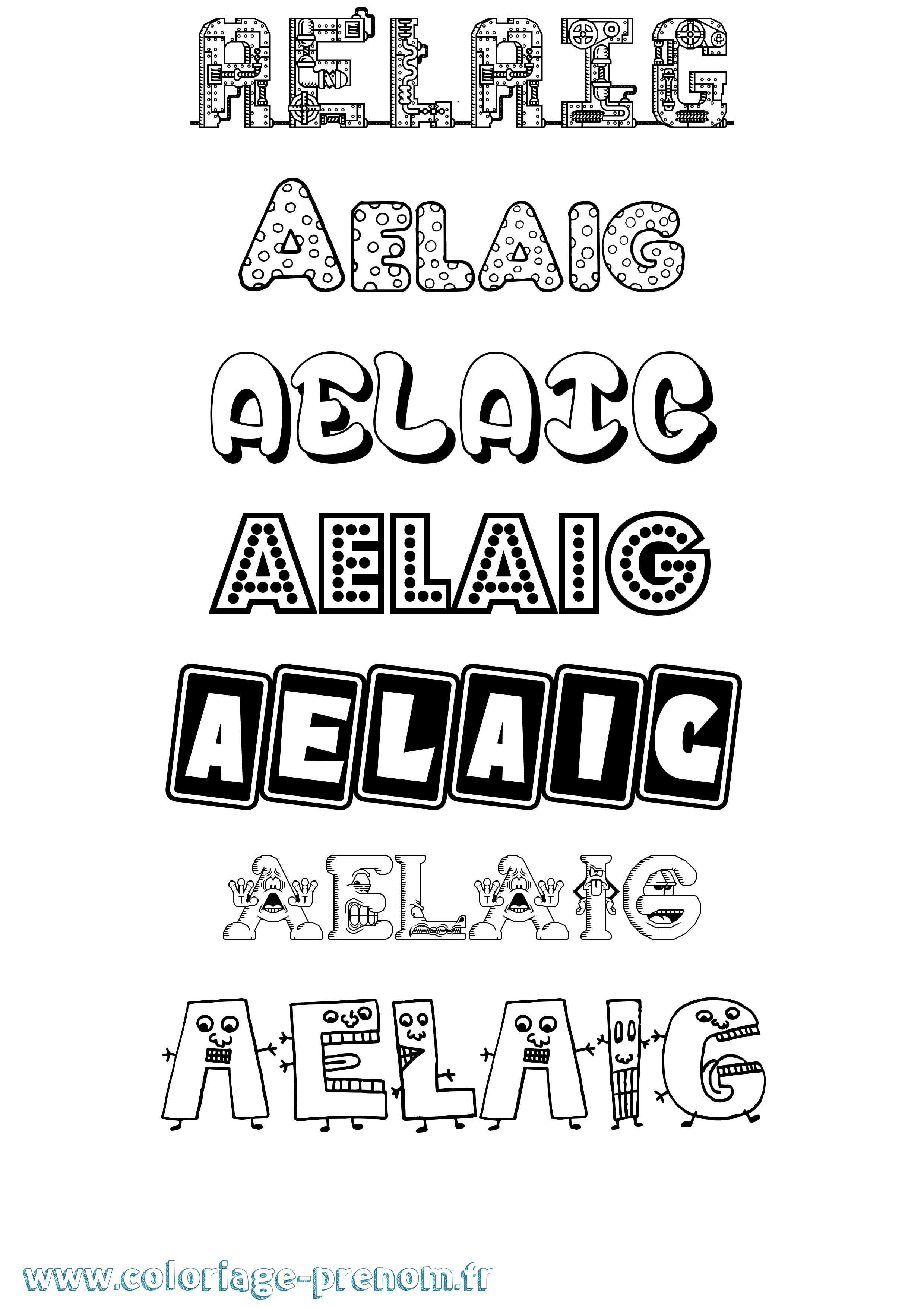 Coloriage prénom Aelaig Fun