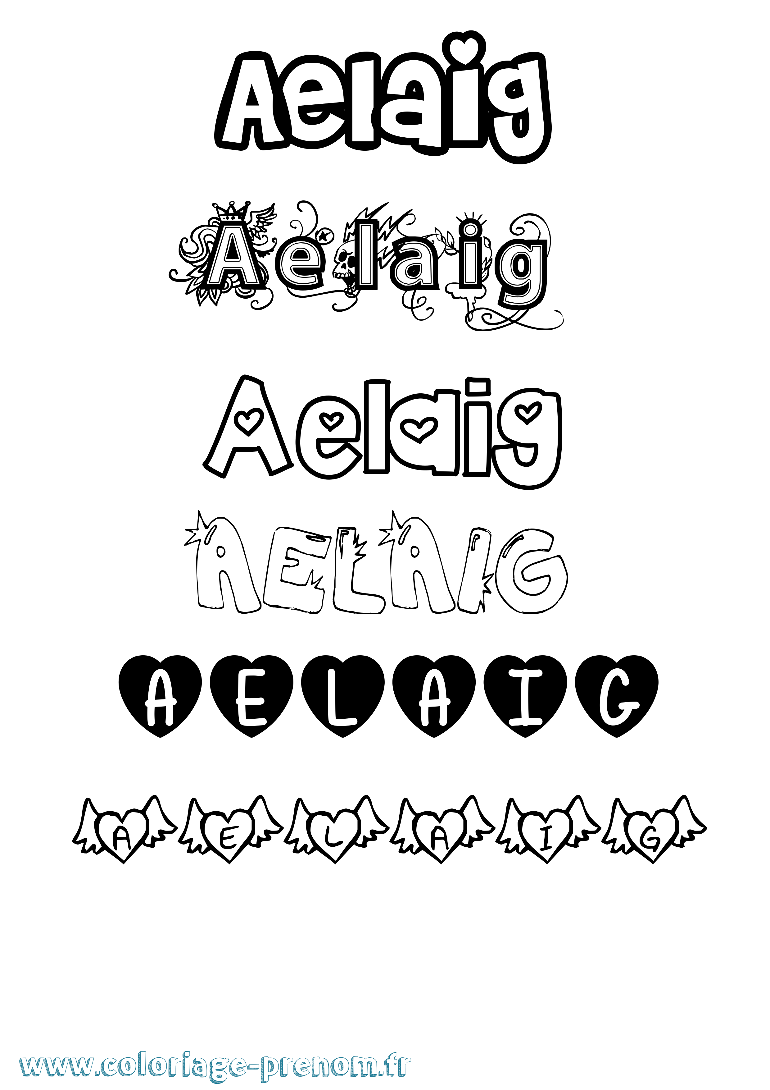 Coloriage Aelaig Girly Coloriage prénom Aelaig Girly